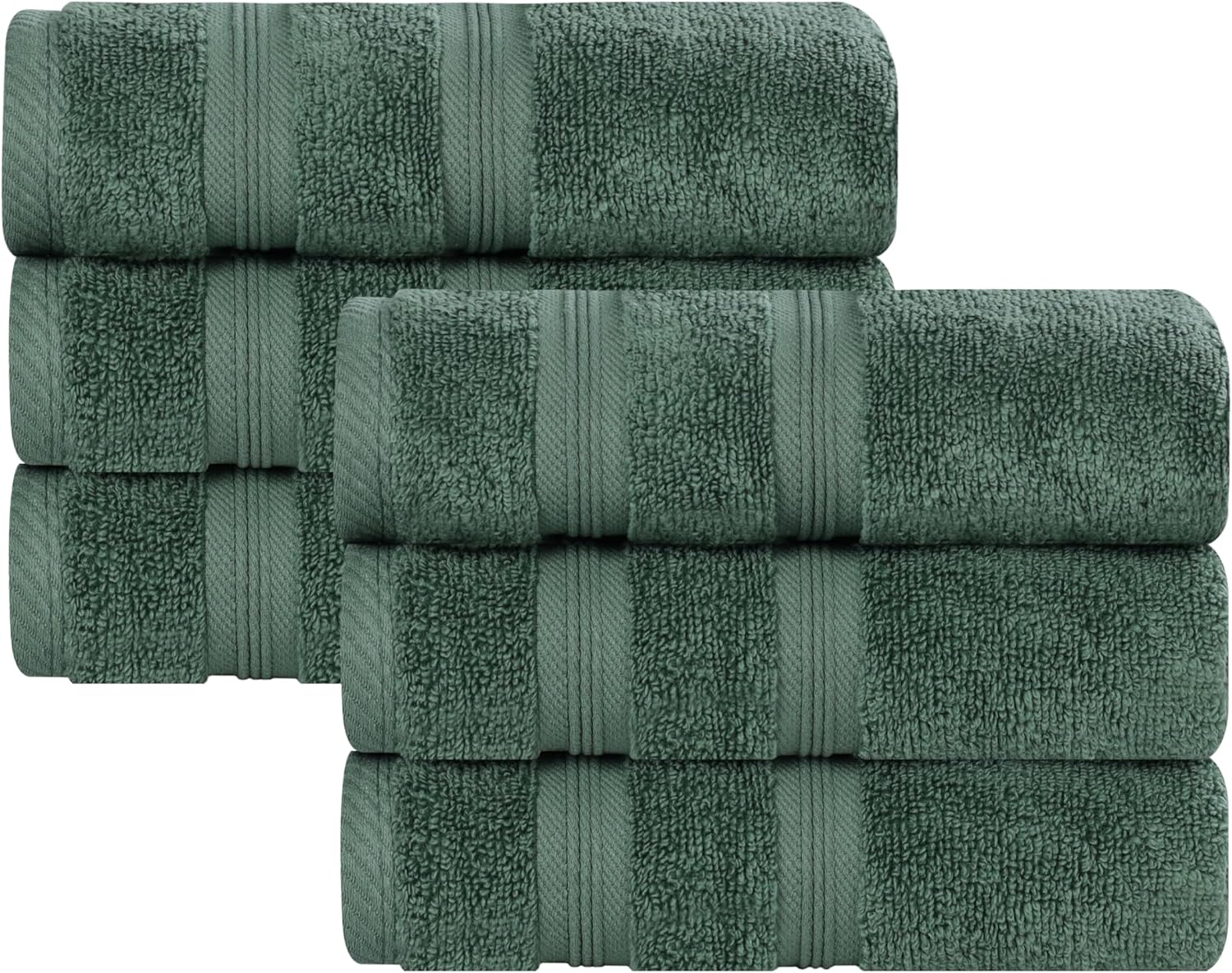 Superior Cotton Hand Towel Set of 6 Forest Green