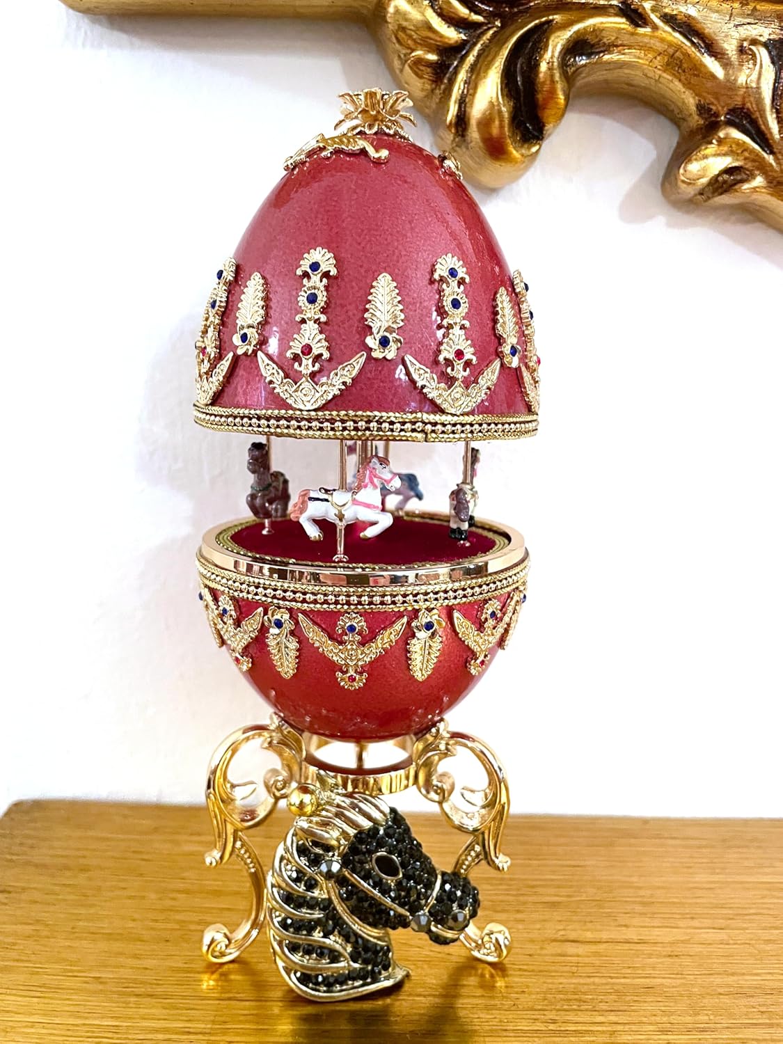 Pierre Lorren 6 Inch Golden Horse Carousel Music Box