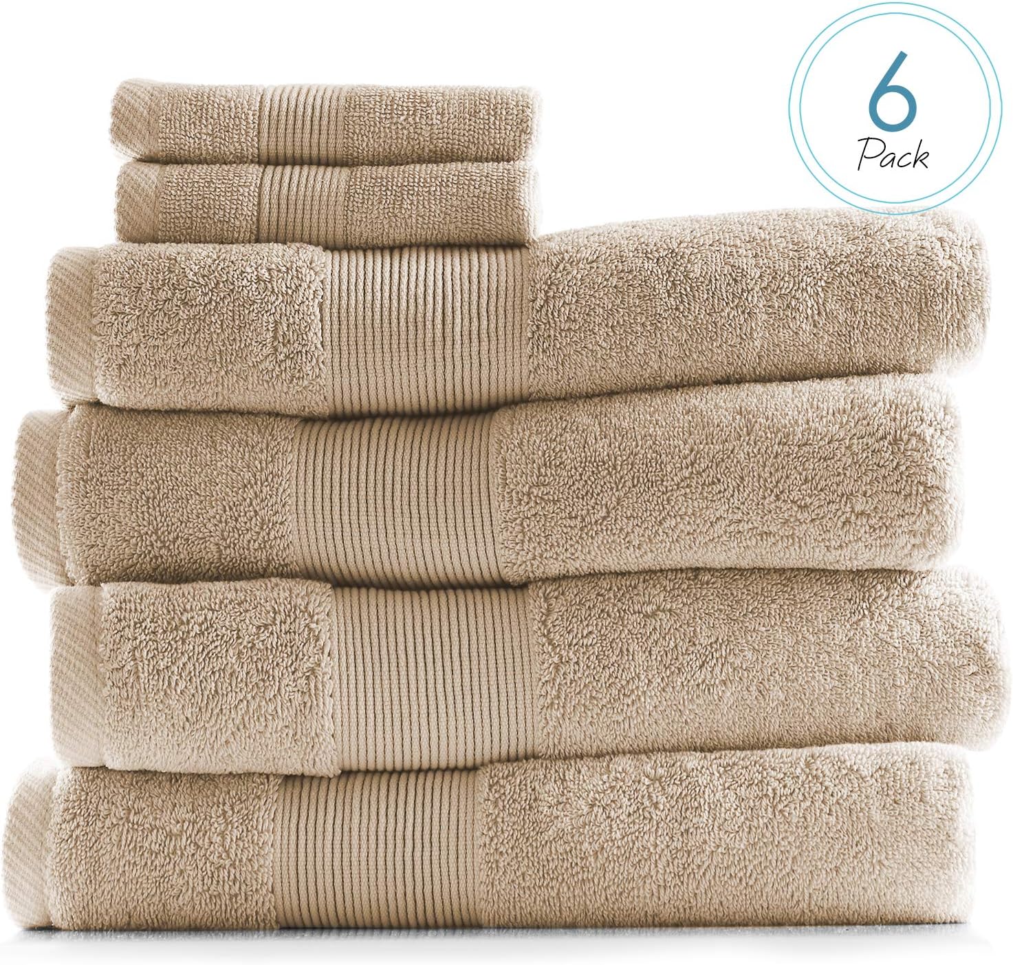 Hearth Harbor Beige Cream Bath Towel Set of 6