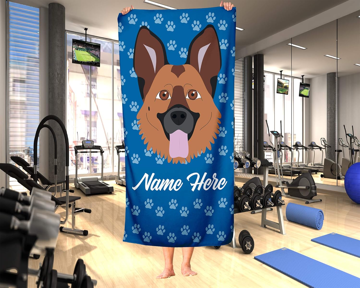 Personalized German Shepherd Beach and Bath Towels - Large Medium