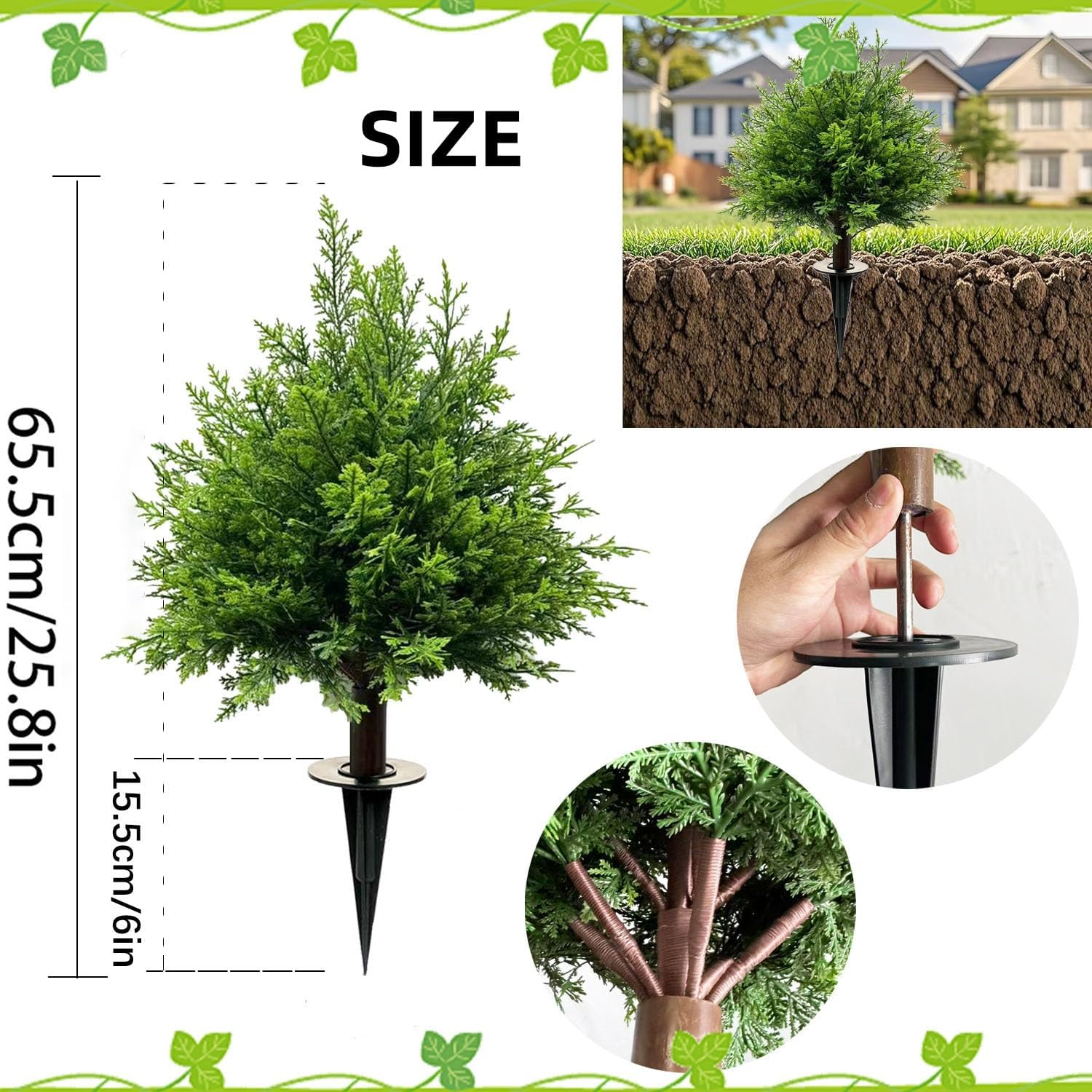 Lifelike Faux Cedar Planter Fillers - 258 Inches High
