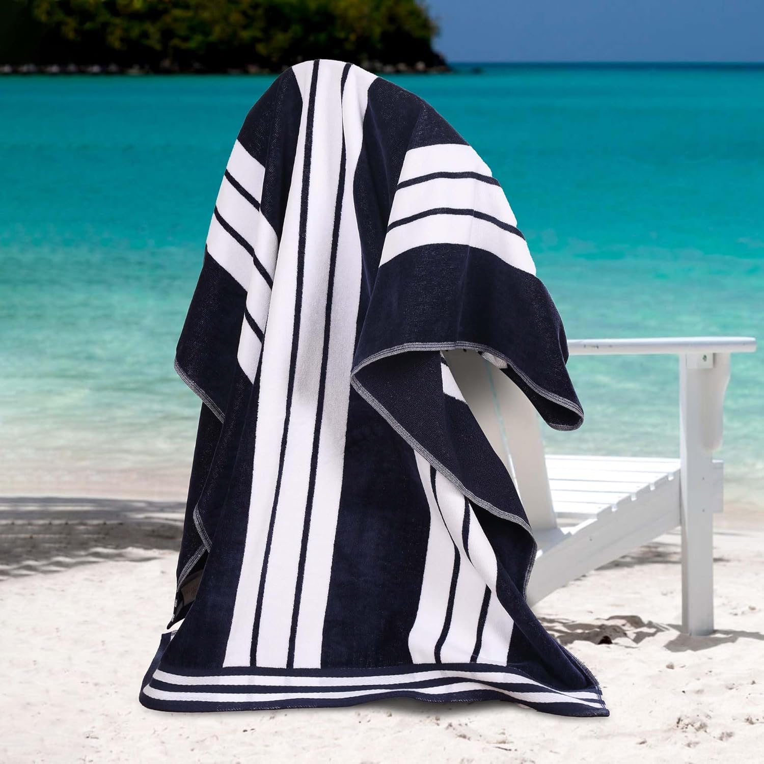 Superior Oversized Cotton Beach Towel Set of 4 - Blue