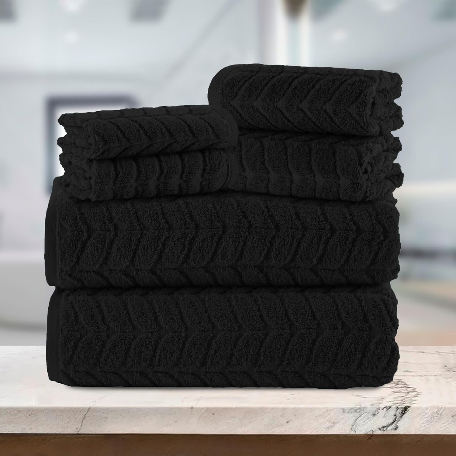 Elegant Comfort 6-Piece Turkish Cotton Towel Set - Black