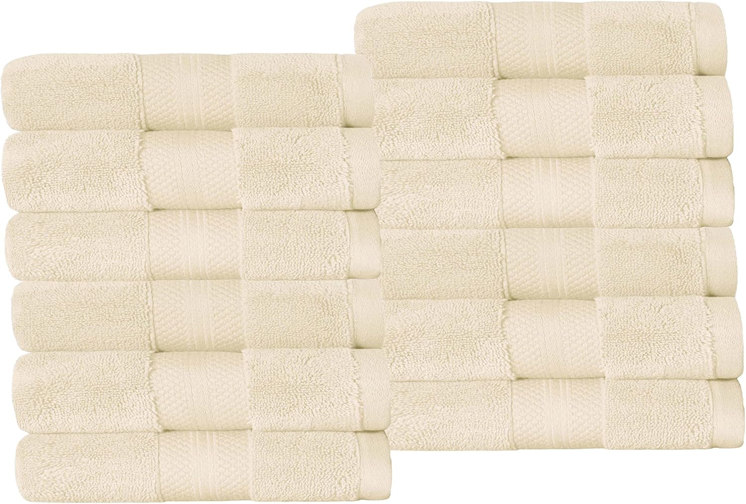 Superior Turkish Cotton 12-Piece Face Towel Set Ivory