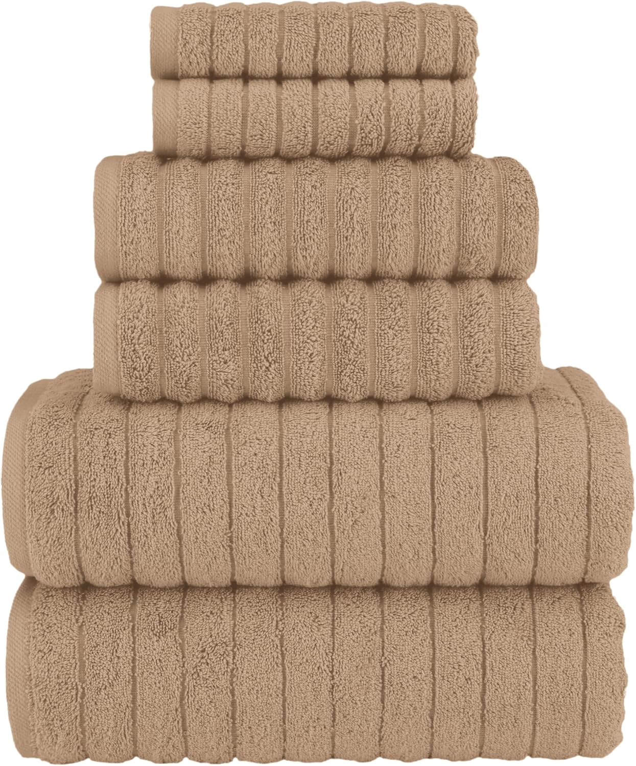 Elegant Comfort 6-Piece Turkish Cotton Towel Set Taupe