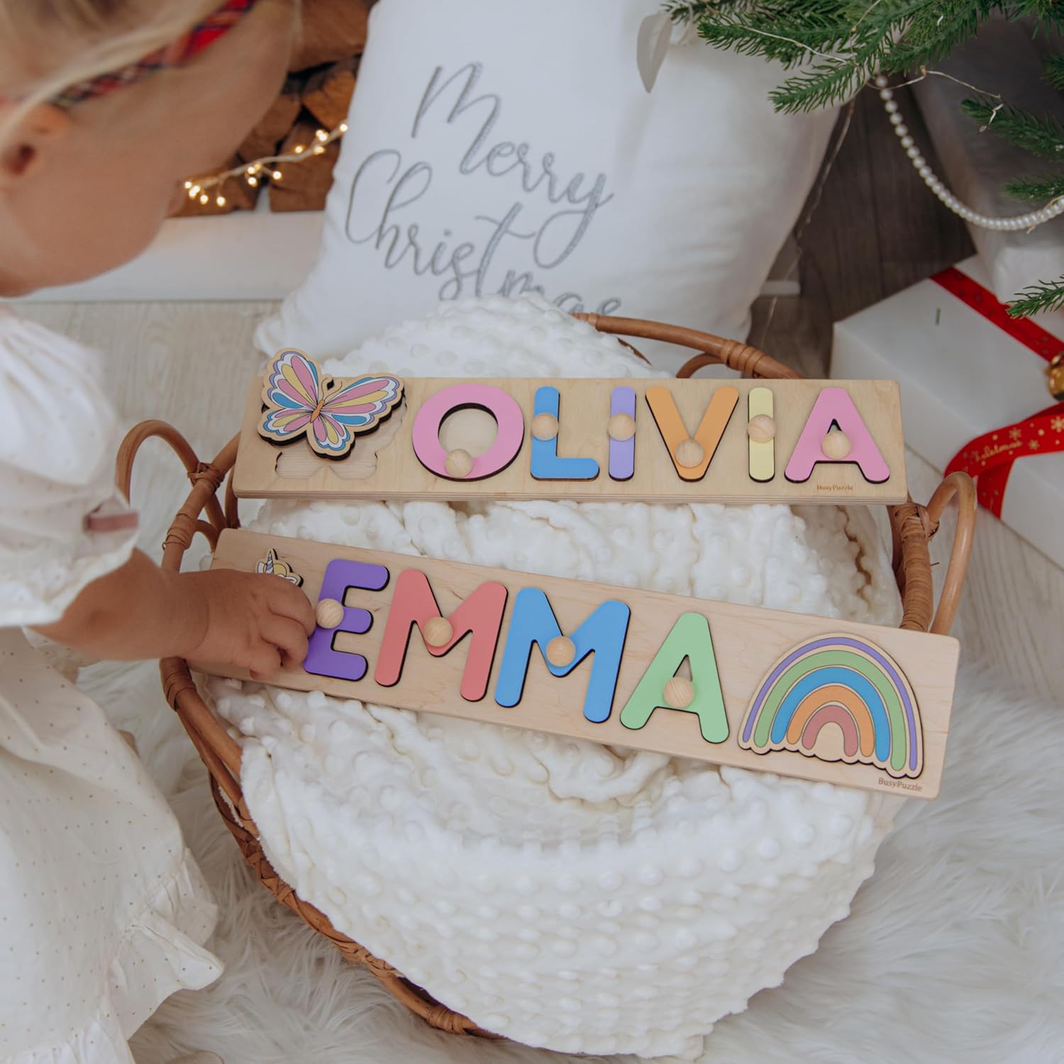 Personalized Wooden Name Puzzle with Pegs for Kids