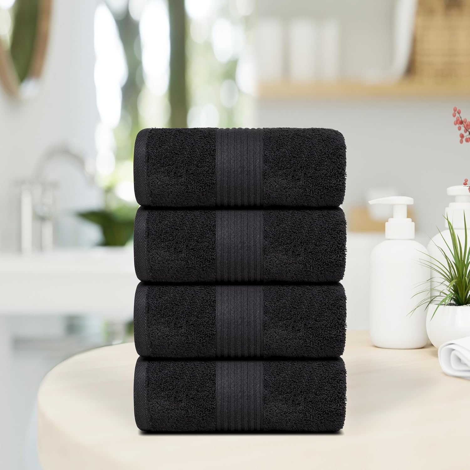 Dewall Maisons 4 Pack Bath Towels - 27x54 Inches 100 Cotton Plush Quick Drying