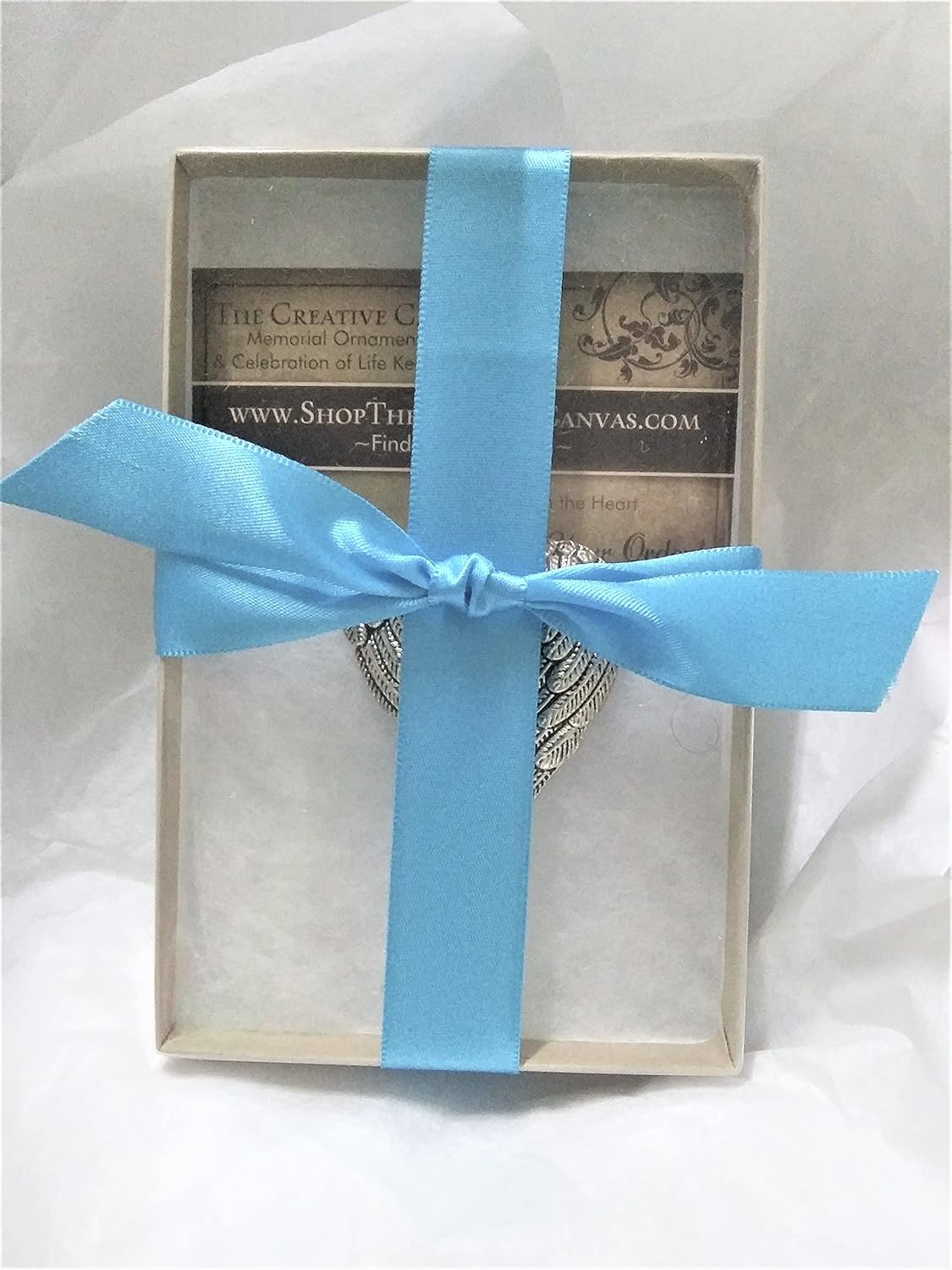Baby Boy Infant Memorial Sympathy Angel Wings with Heart Charm Keepsake