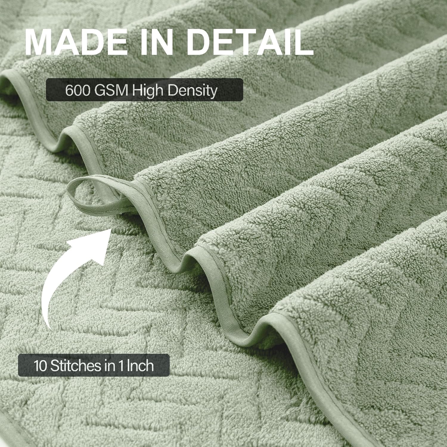 CARGOMEN Oversized Bath Towel Set 4PCS Olive