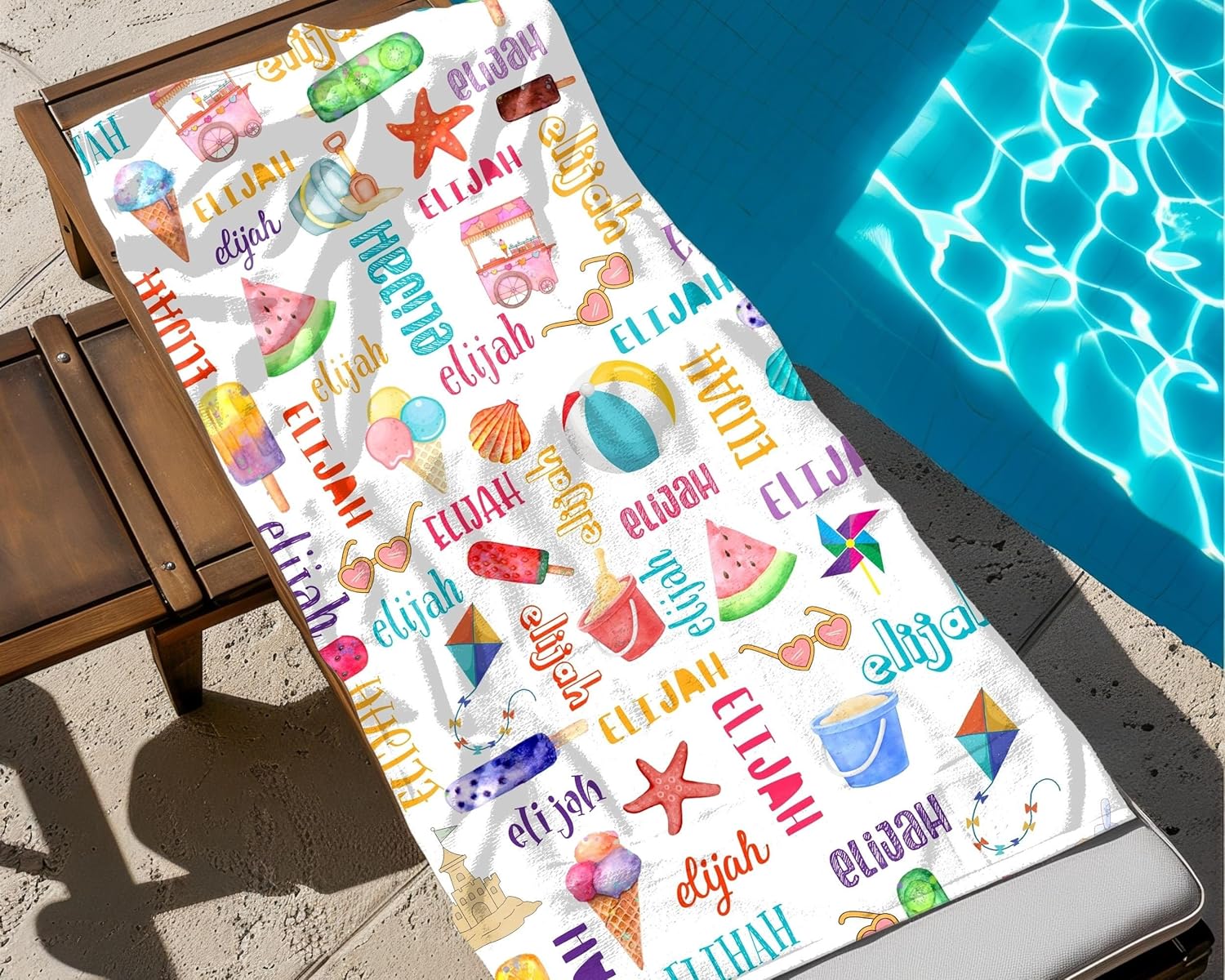 Personalized Ice Cream Beach Towel for Kids