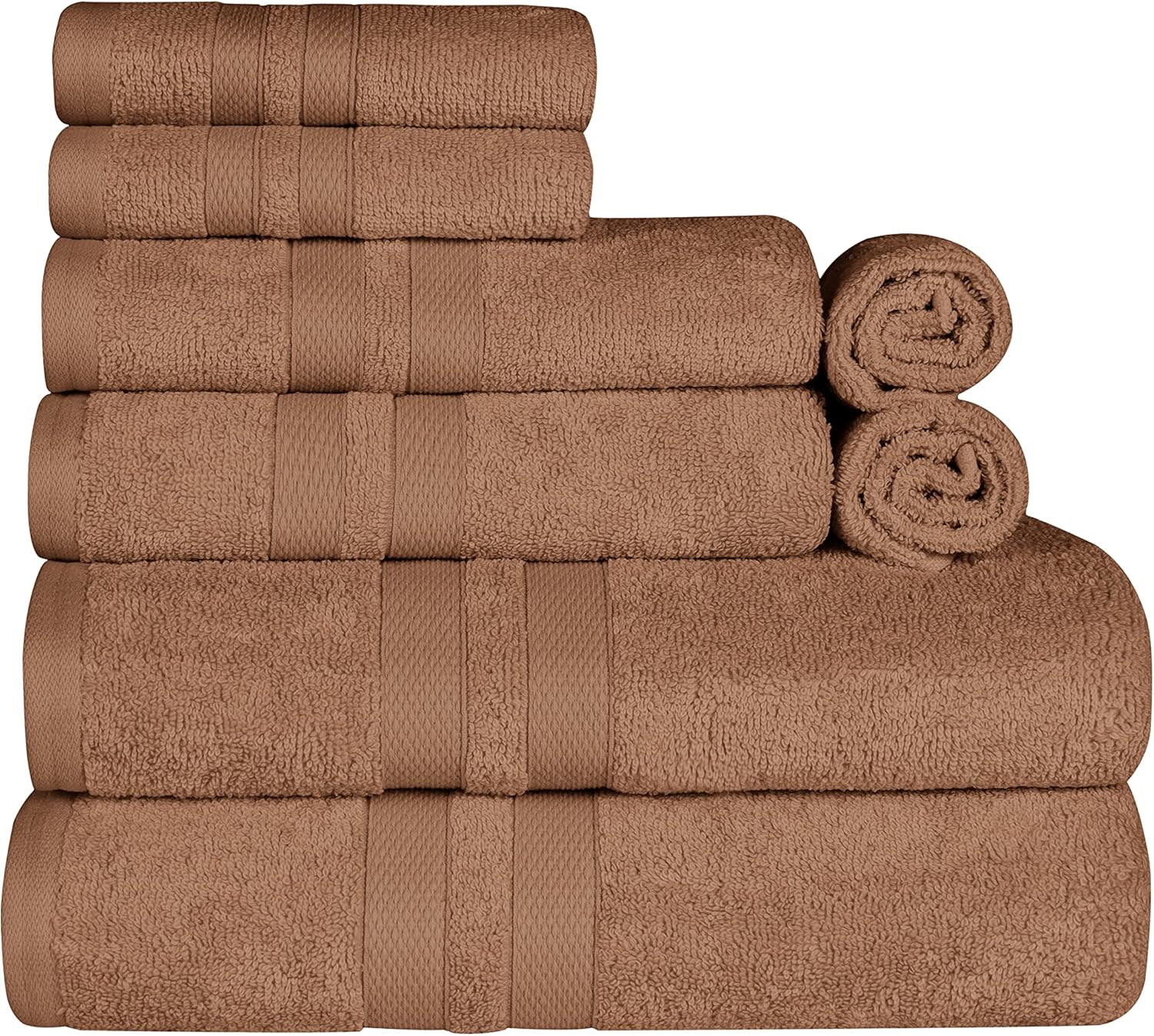 Superior Ultra-Soft 8-Piece Cotton Towel Set - Chocolate 1