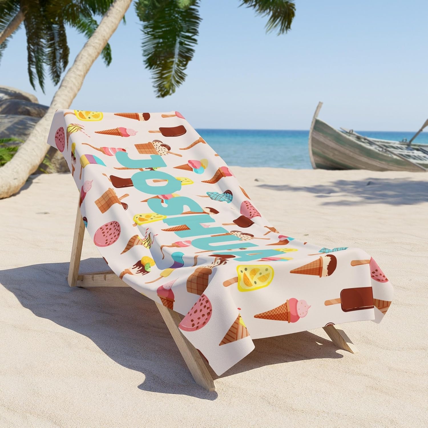 Custom Ice Cream Design Beach Towel for Kids