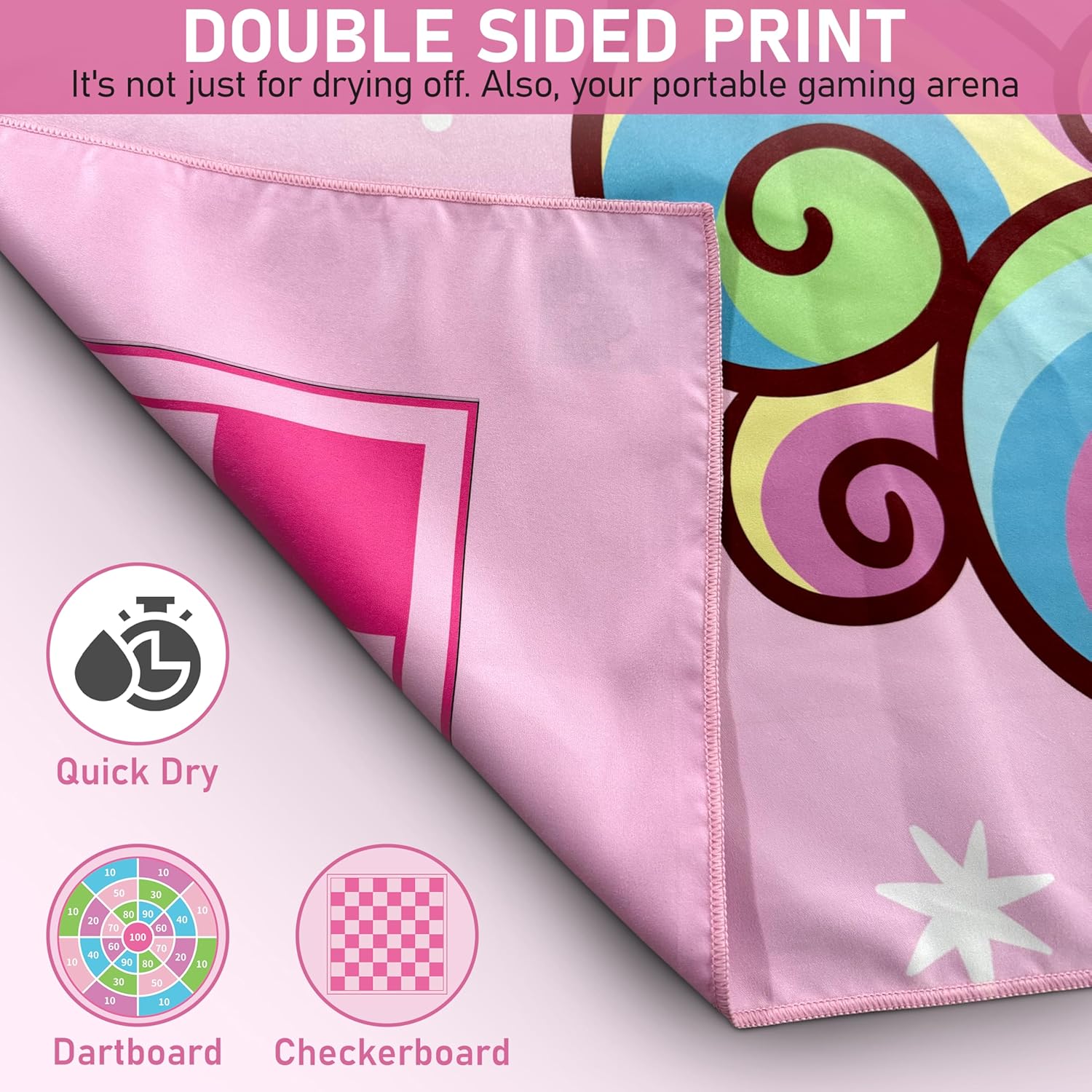 Kids Beach Towel with Game Print - Unicorn Fun Design