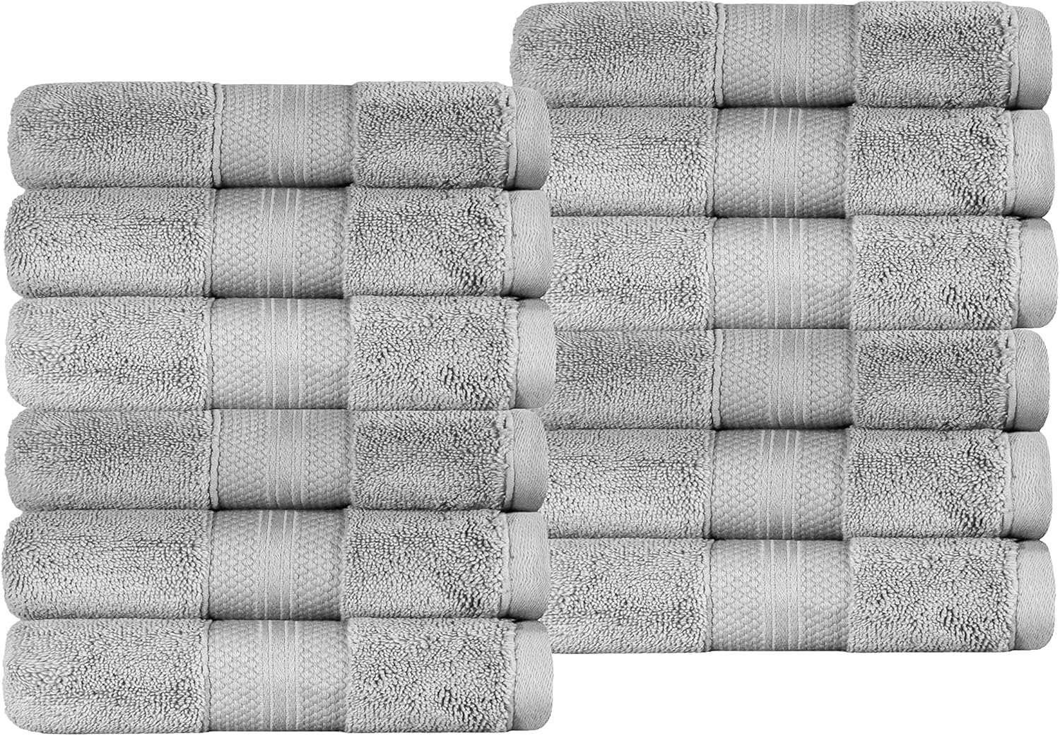 Superior Turkish Cotton 12-Piece Face Towel Set - Grey