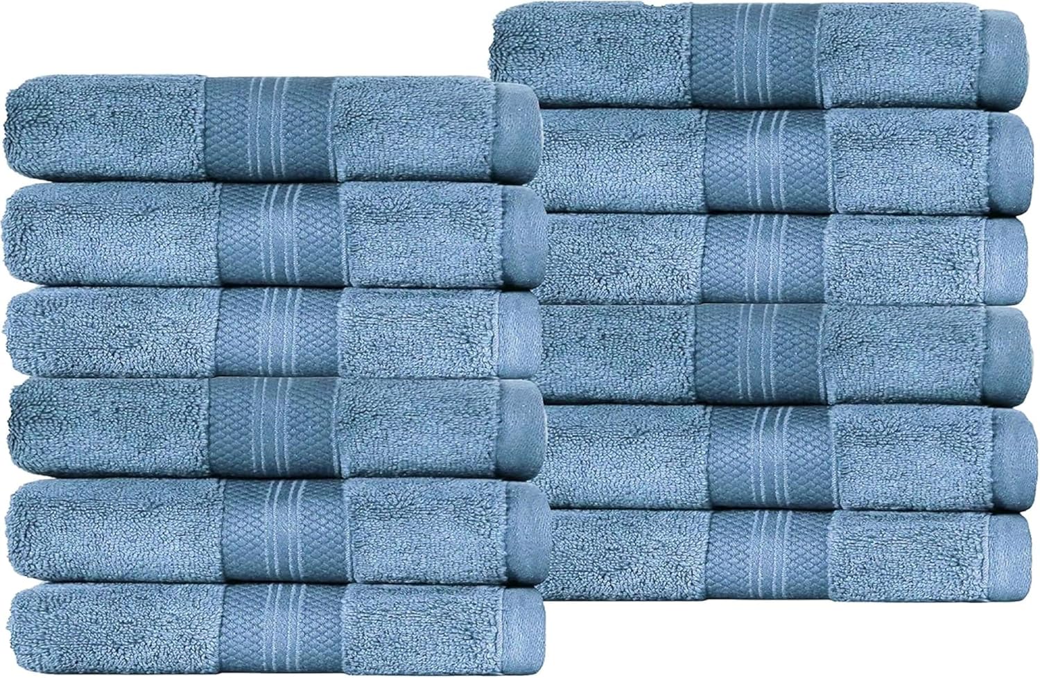 Superior Turkish Cotton 12-Piece Face Towel Set - Denim Blue 1
