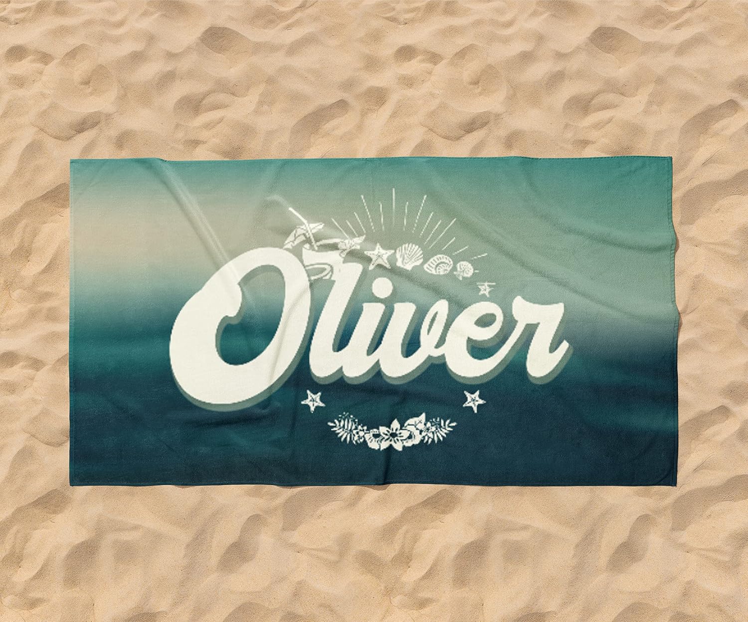 Custom Beach Towel - Ocean Print Personalized 30x60 Inch