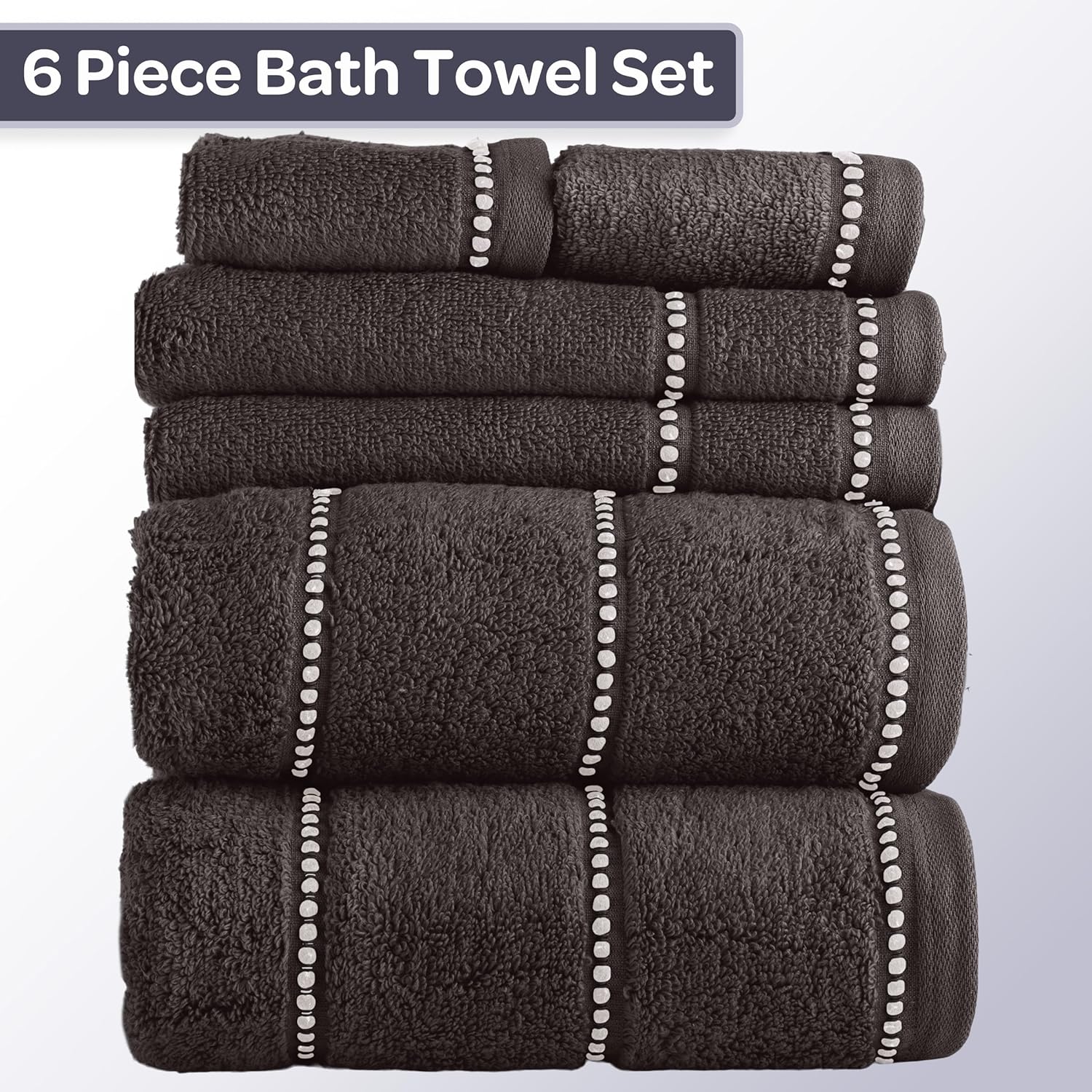Lavish Home 6 Piece Towel Set - Charcoal Gray 1