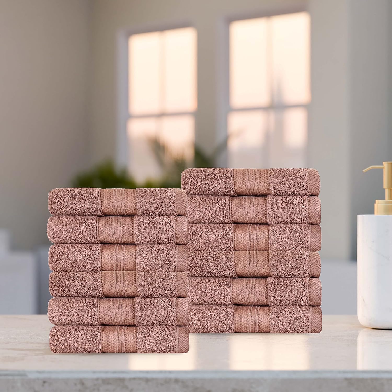 Superior Turkish Cotton 12-Piece Towel Set Taupe