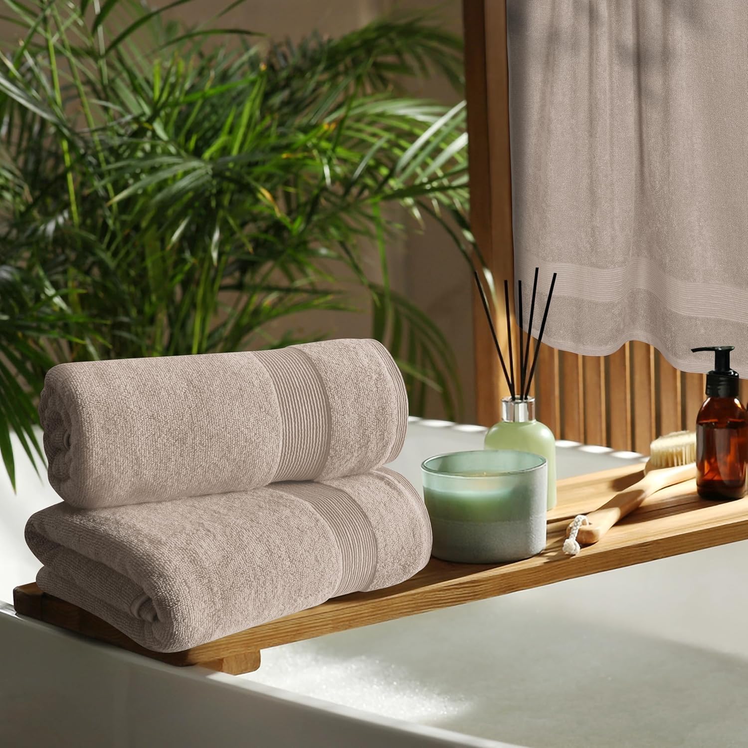 Belizzi Home 4 Pack Bath Towel Set 27x54 Tan