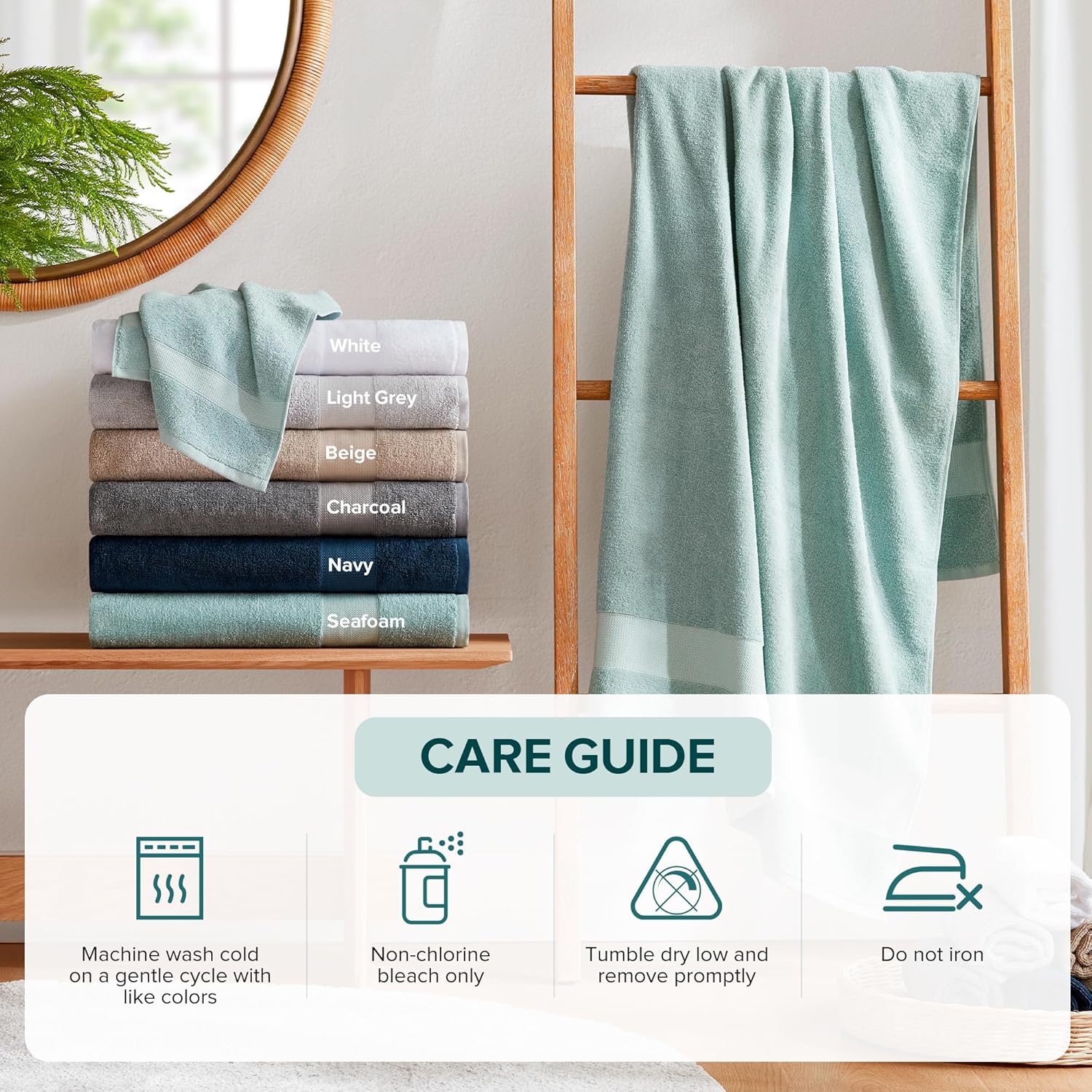 Comfort Spaces Turkish Bath Towel Set 35x70 Seafoam Green 1