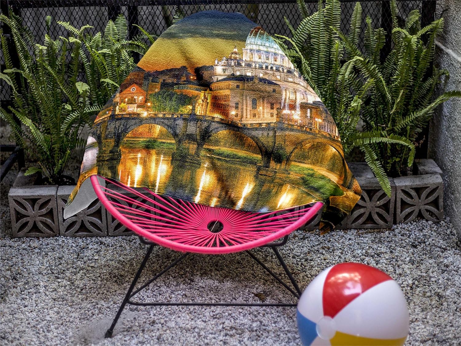 Large Microfiber Beach Towel with Italy Rome Design