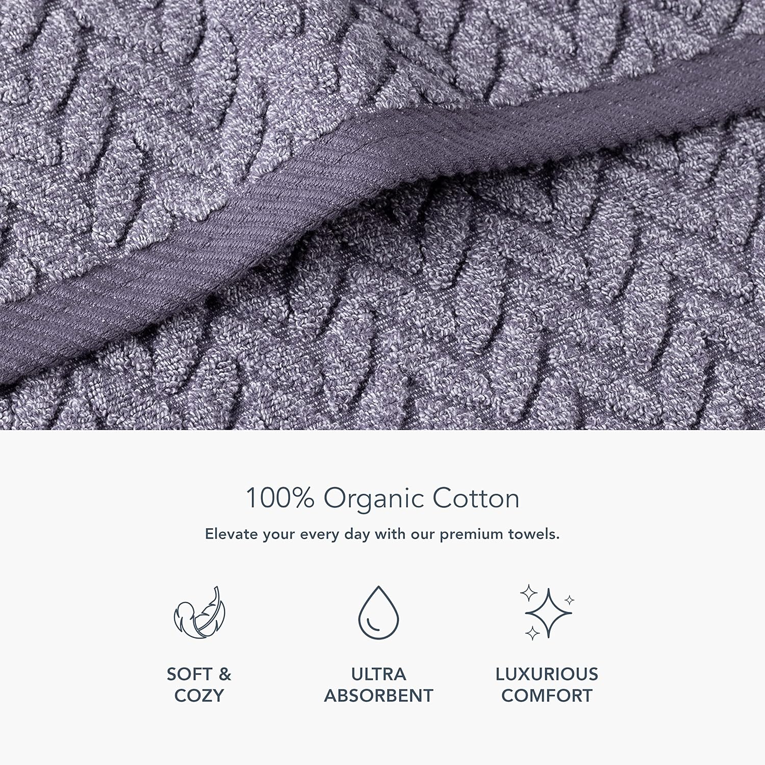 TexereSilk Organic Cotton Jacquard Towel Set - 650 GSM 6 Piece
