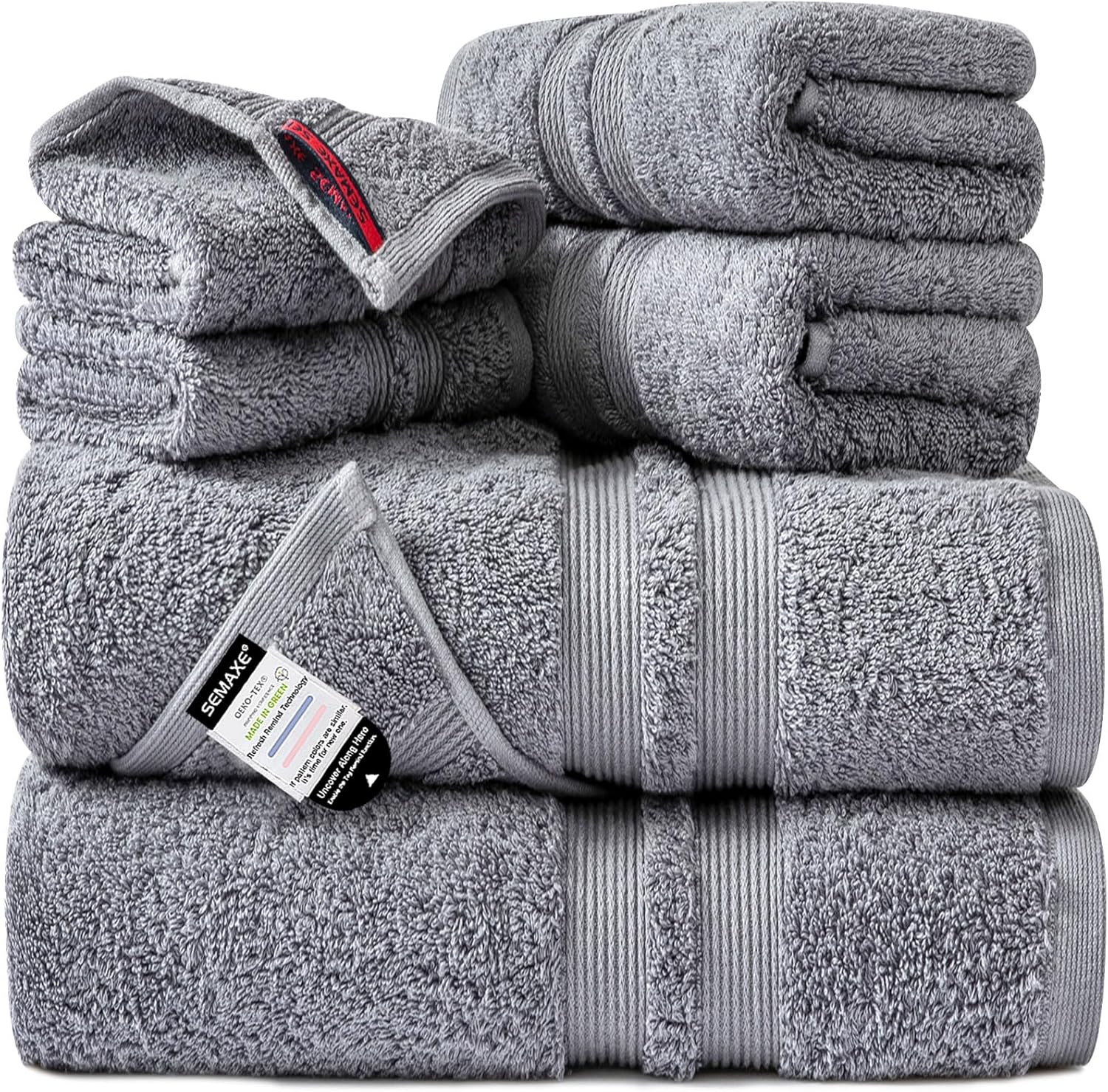 SEMAXE Grey 6-Piece Towel Set - 100 Organic Cotton