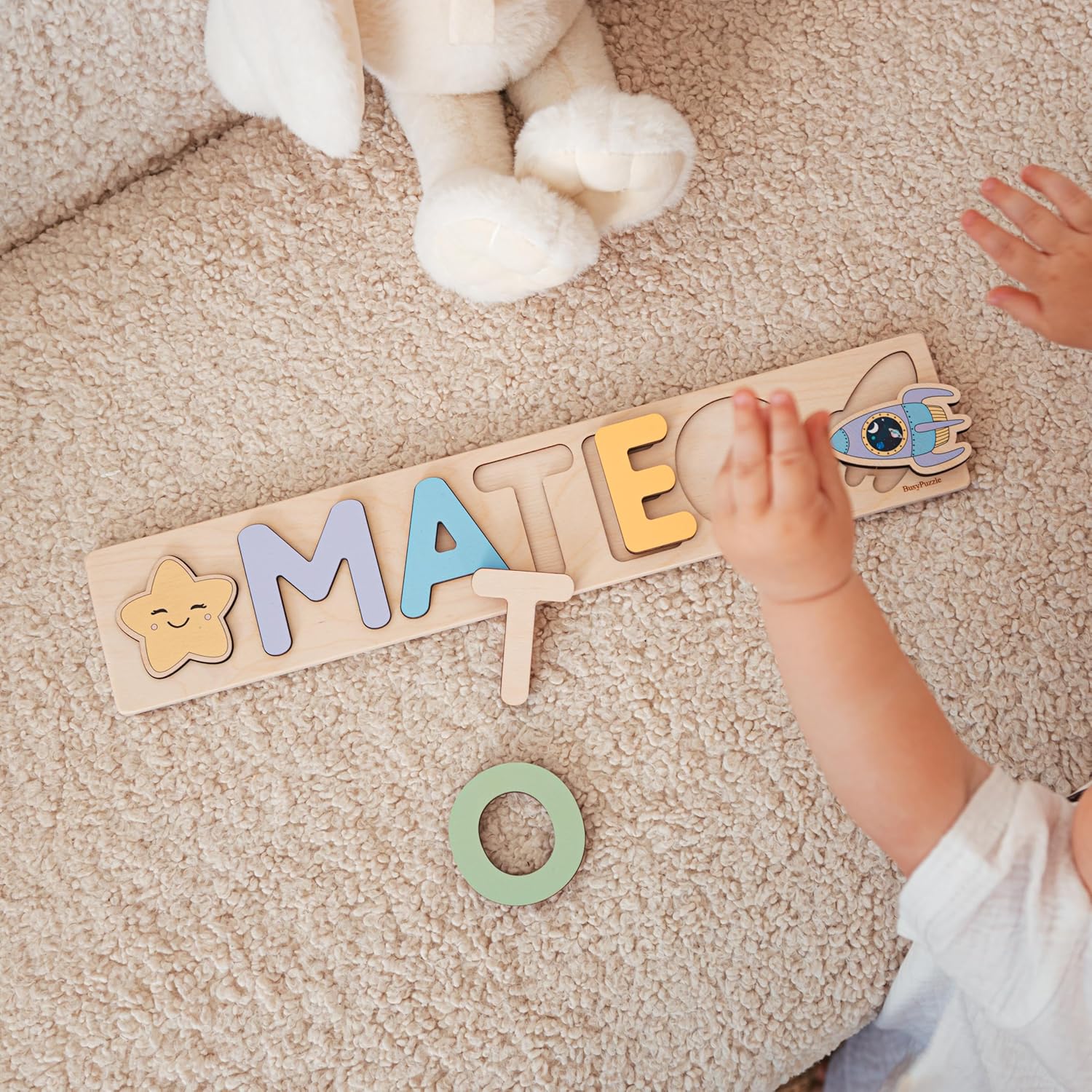 Personalized Wooden Name Puzzle with Rainbow Colors