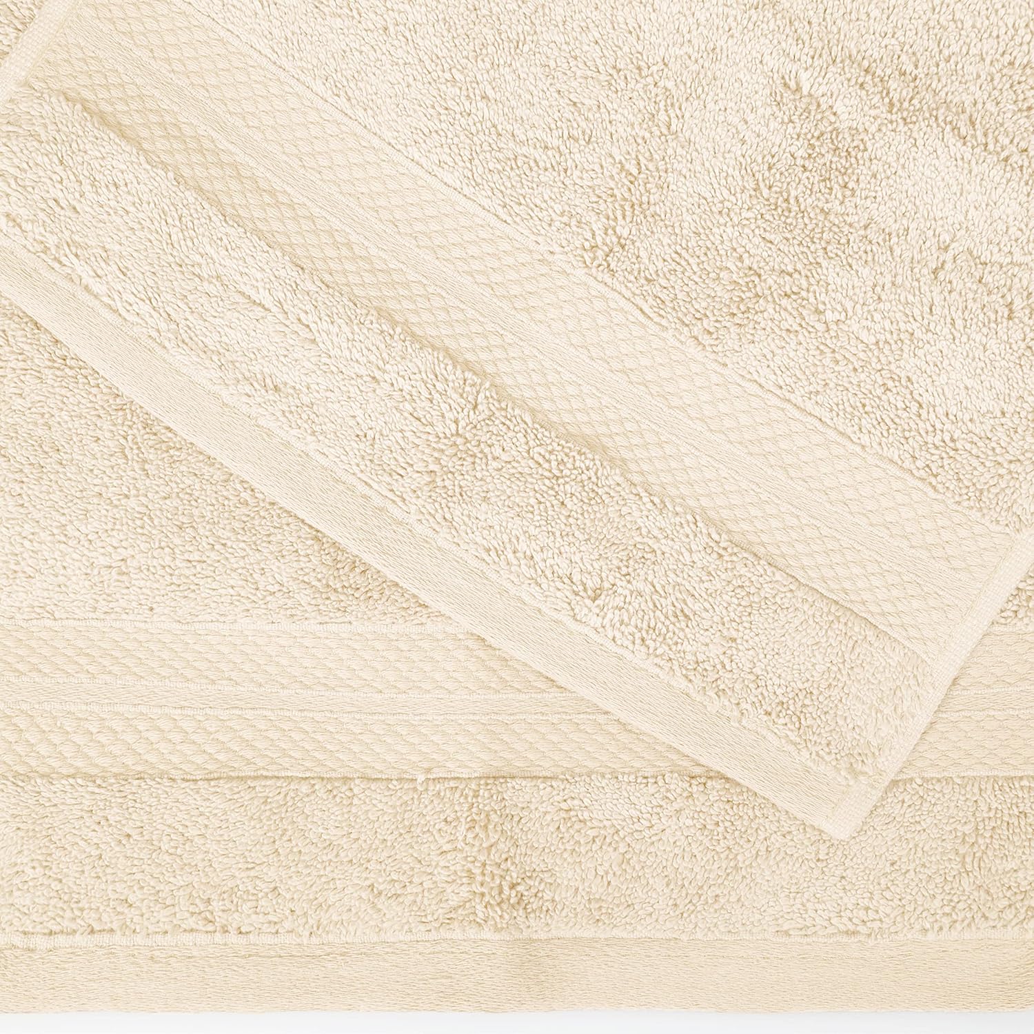 Superior Turkish Cotton 12-Piece Face Towel Set Ivory