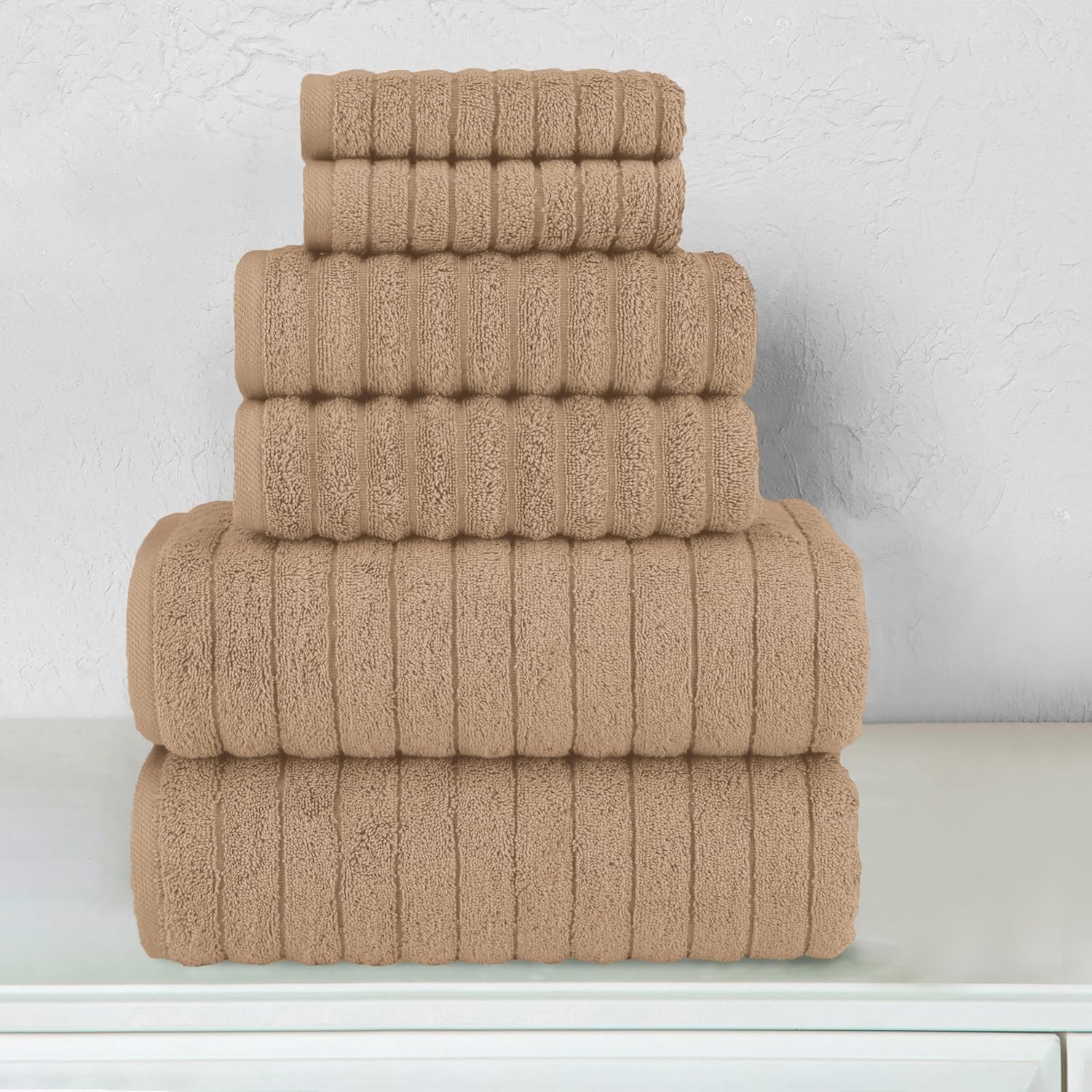 Elegant Comfort 6-Piece Turkish Cotton Towel Set Taupe