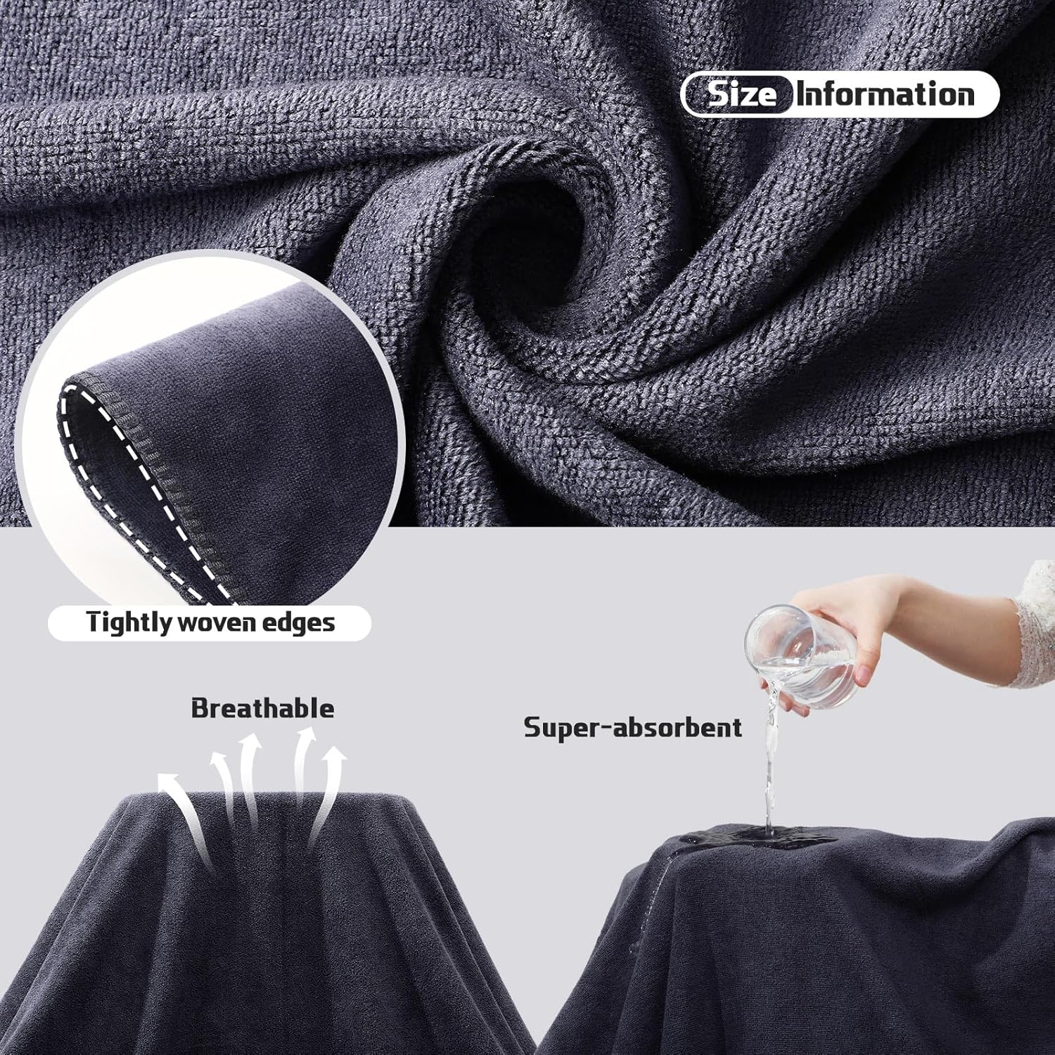 Mixweer 24-Piece Bath Towel Set Dark Grey Microfiber
