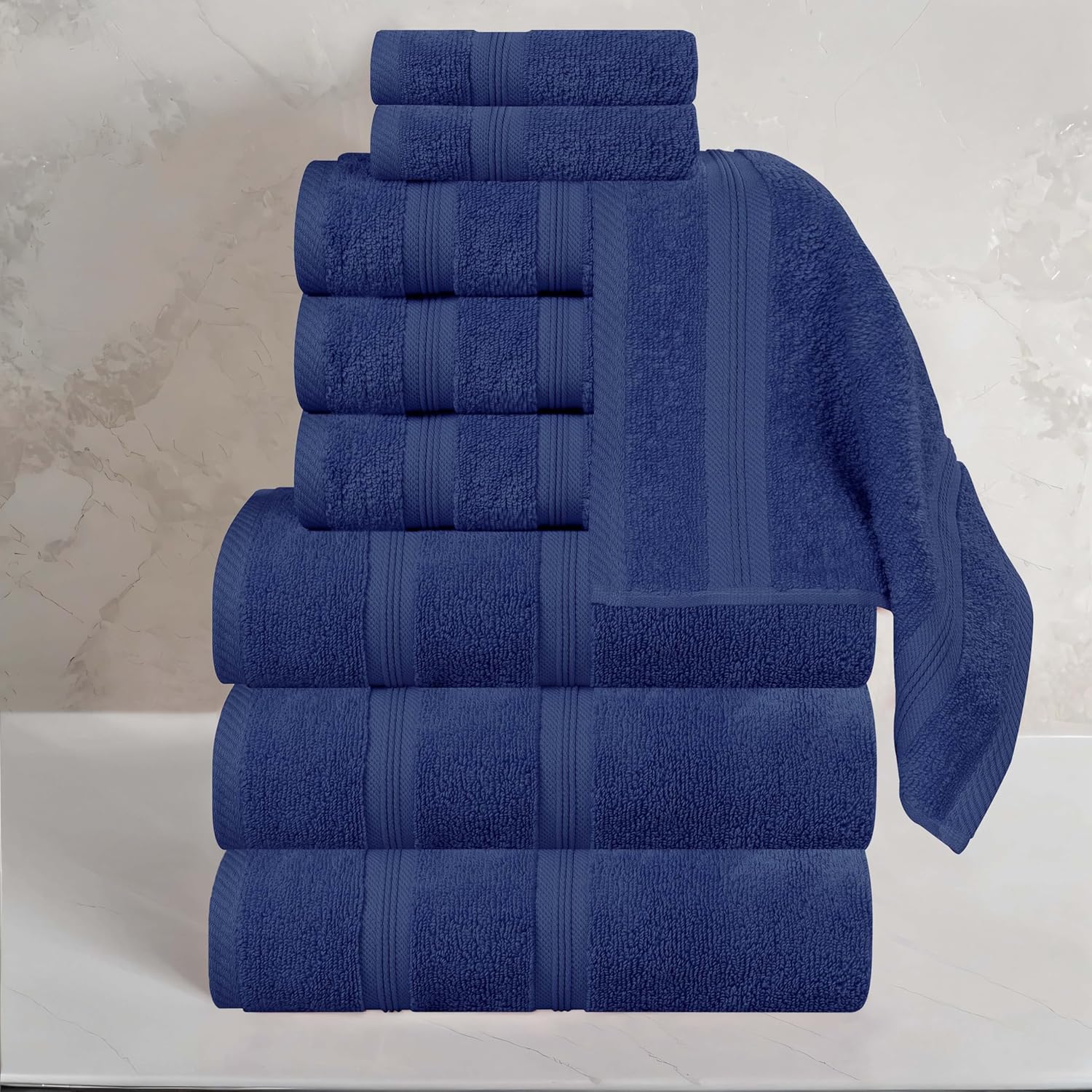 Superior 9-Piece Cotton Towel Set Navy Blue 1