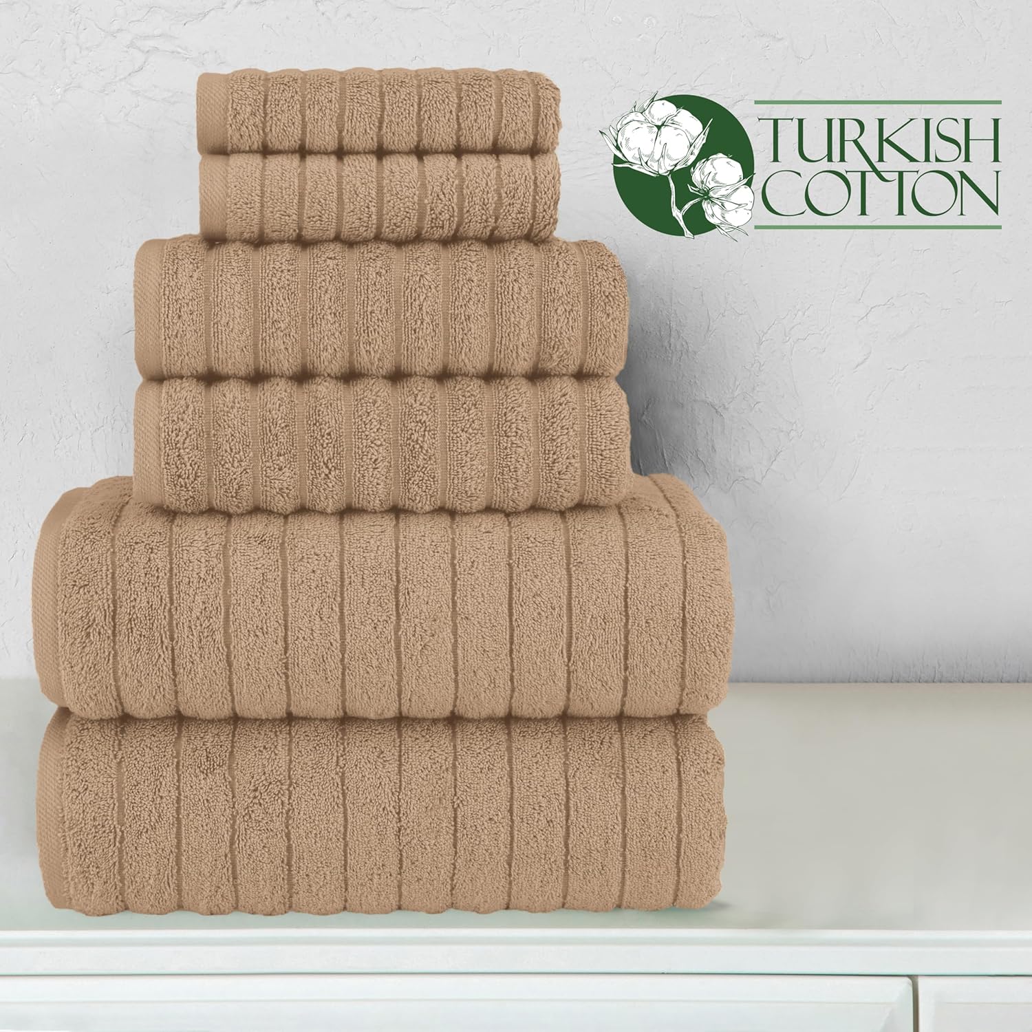 Elegant Comfort 6-Piece Turkish Cotton Towel Set Taupe