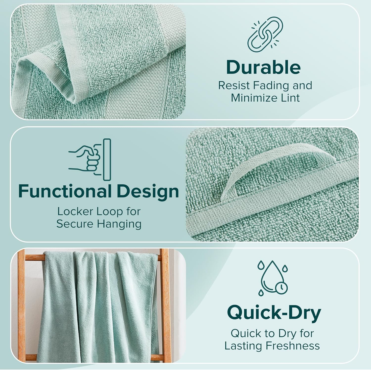 Comfort Spaces Turkish Bath Towel Set 35x70 Seafoam Green 1