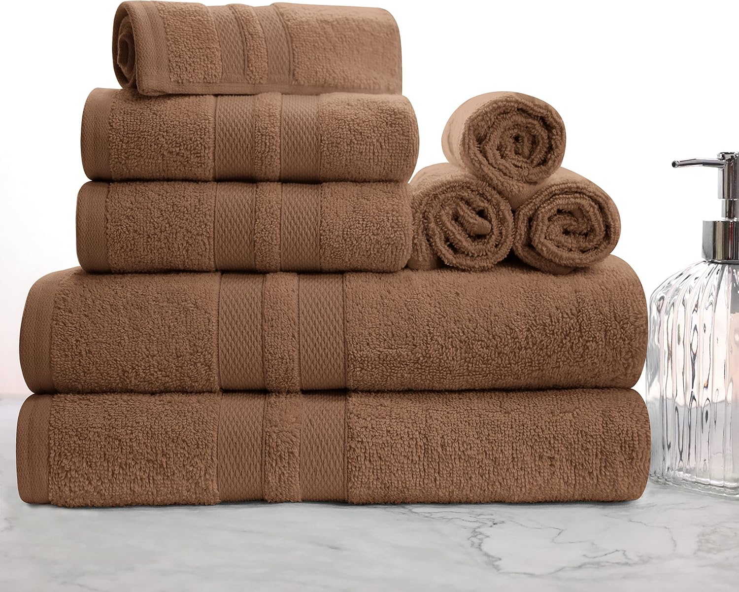 Superior Ultra-Soft 8-Piece Cotton Towel Set - Chocolate 1