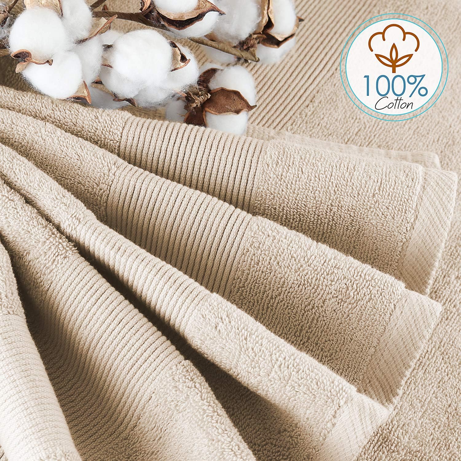 Hearth Harbor Beige Cream Bath Towel Set of 6