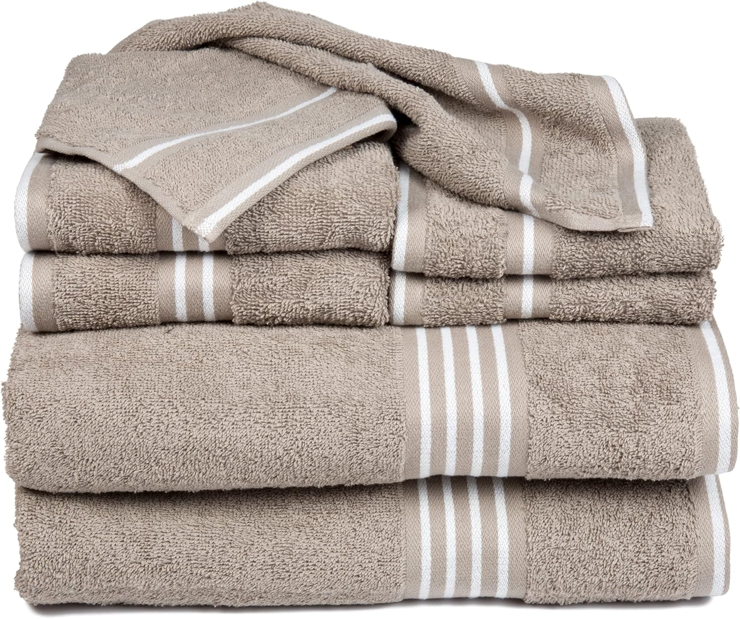 Lavish Home 8-Piece Cotton Towel Set in Taupe