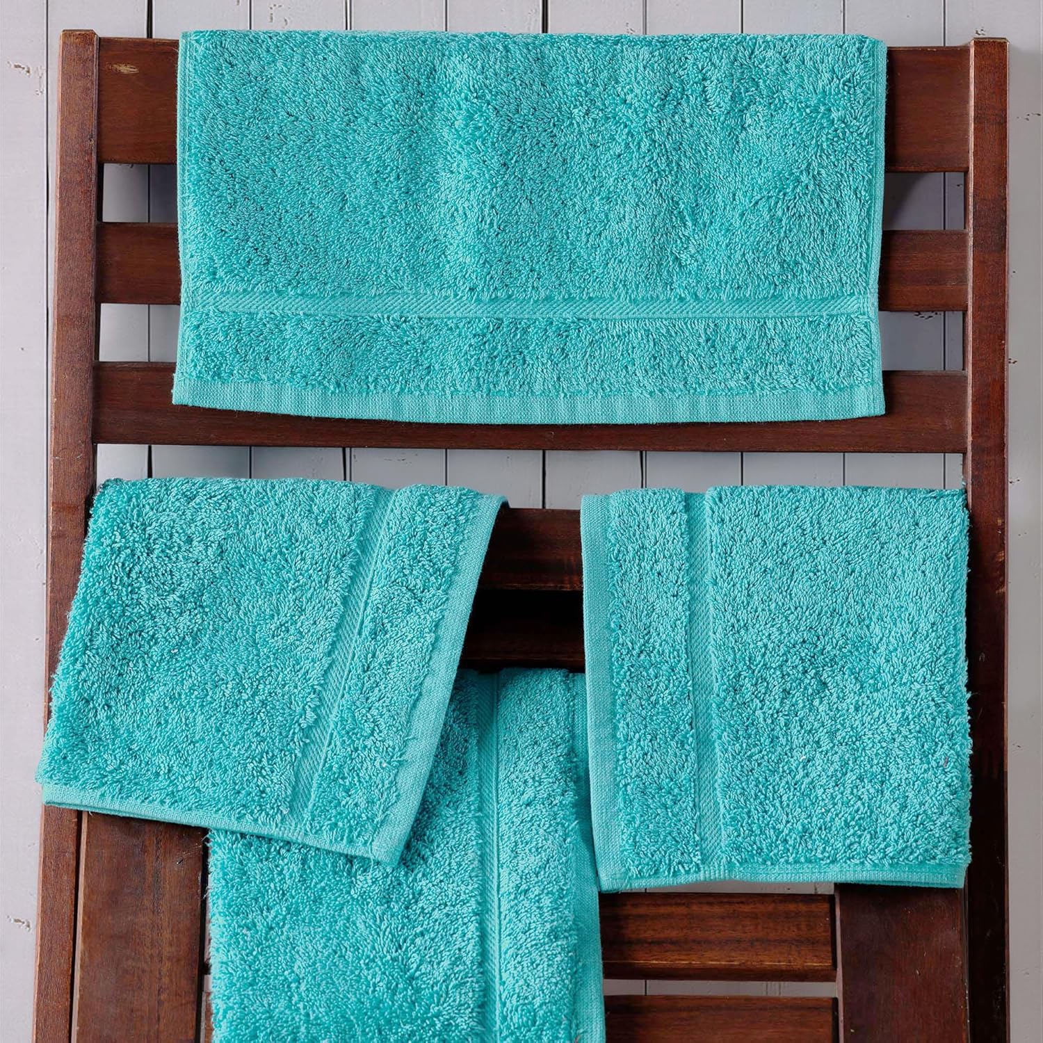 Hawmam Linen Teal Face Towels - 12 Pack 13x13 Inch Luxury Cotton