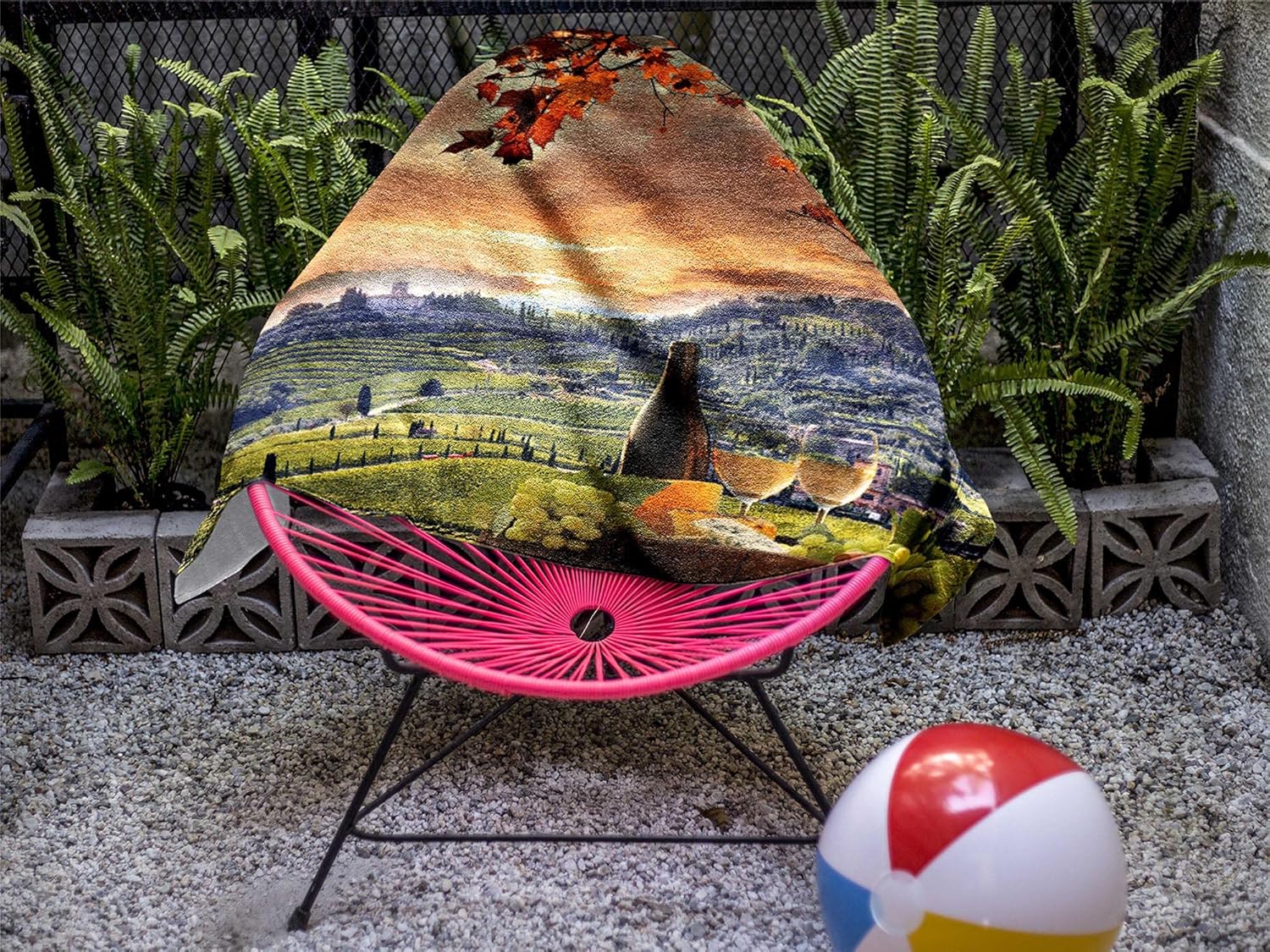 Large Microfiber Beach Towel with Italy Chianti Design