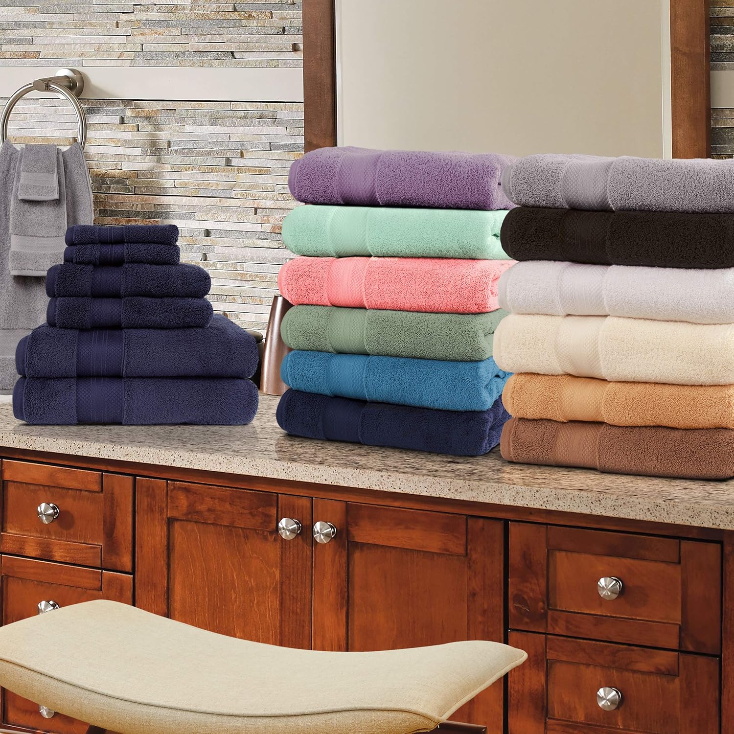 Superior Turkish Cotton 12-Piece Towel Set Taupe