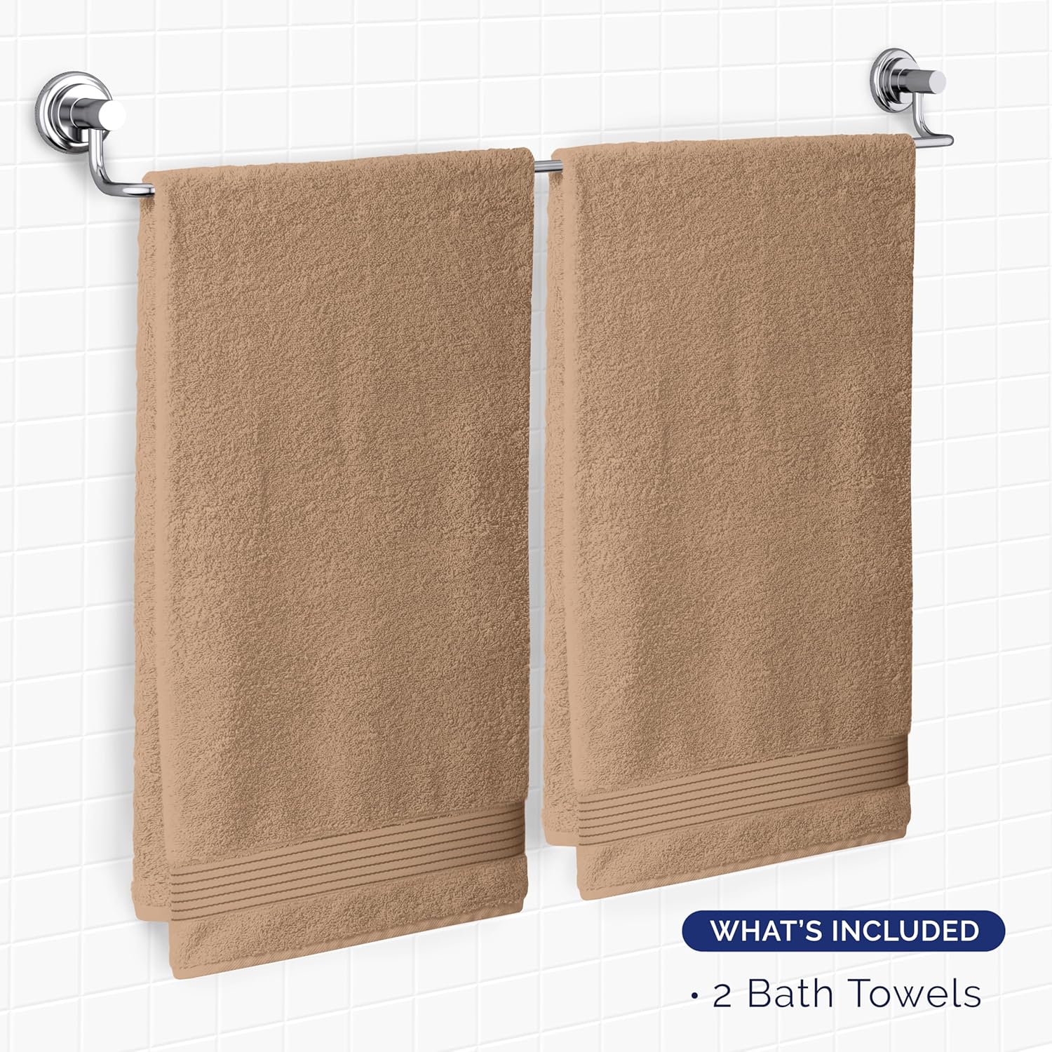 Elegant Comfort Premium Turkish Cotton 2 Pack Bath Towel Set - Taupe 1