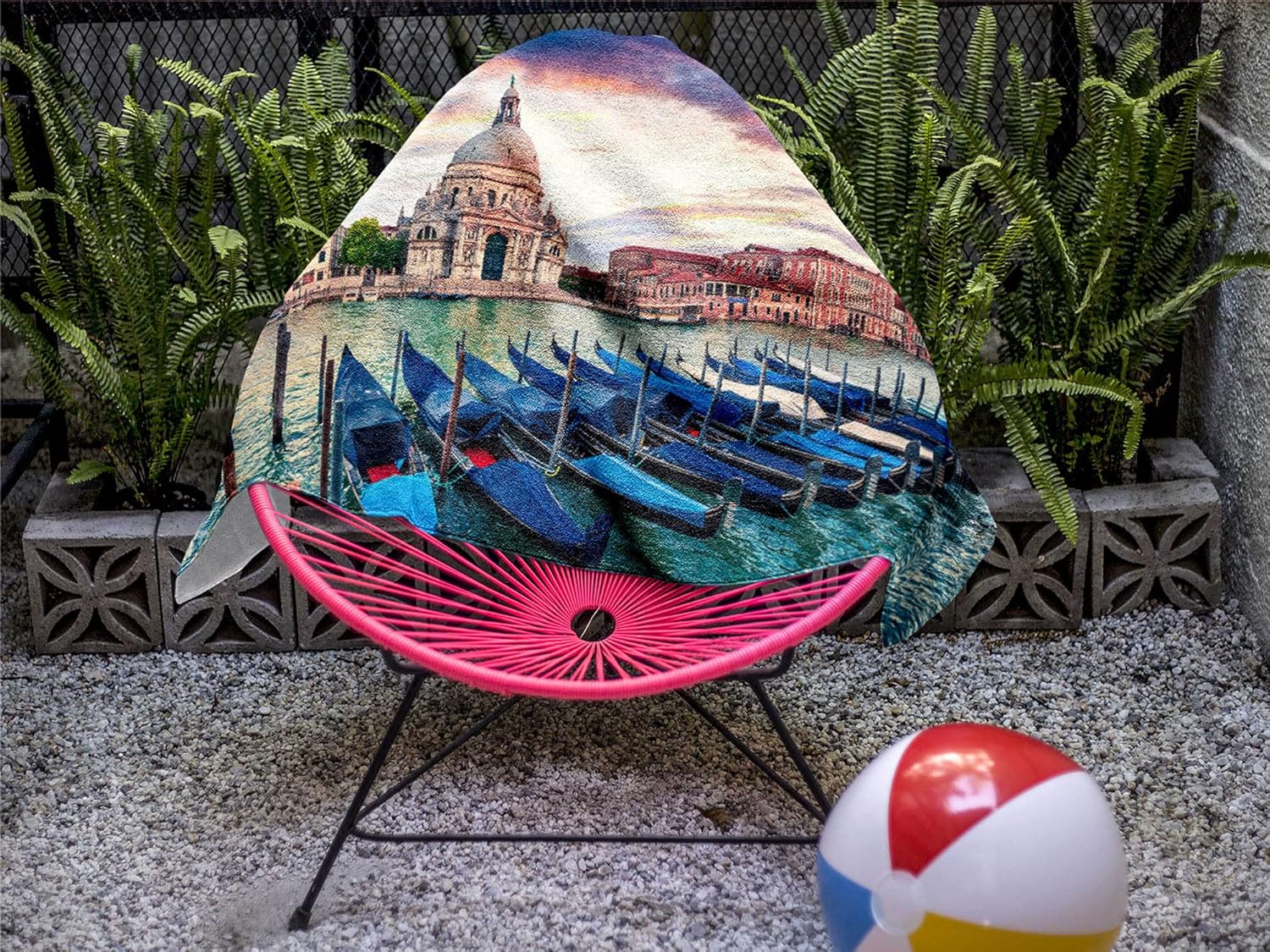 Large Microfiber Beach Towel with Italy Venice Design