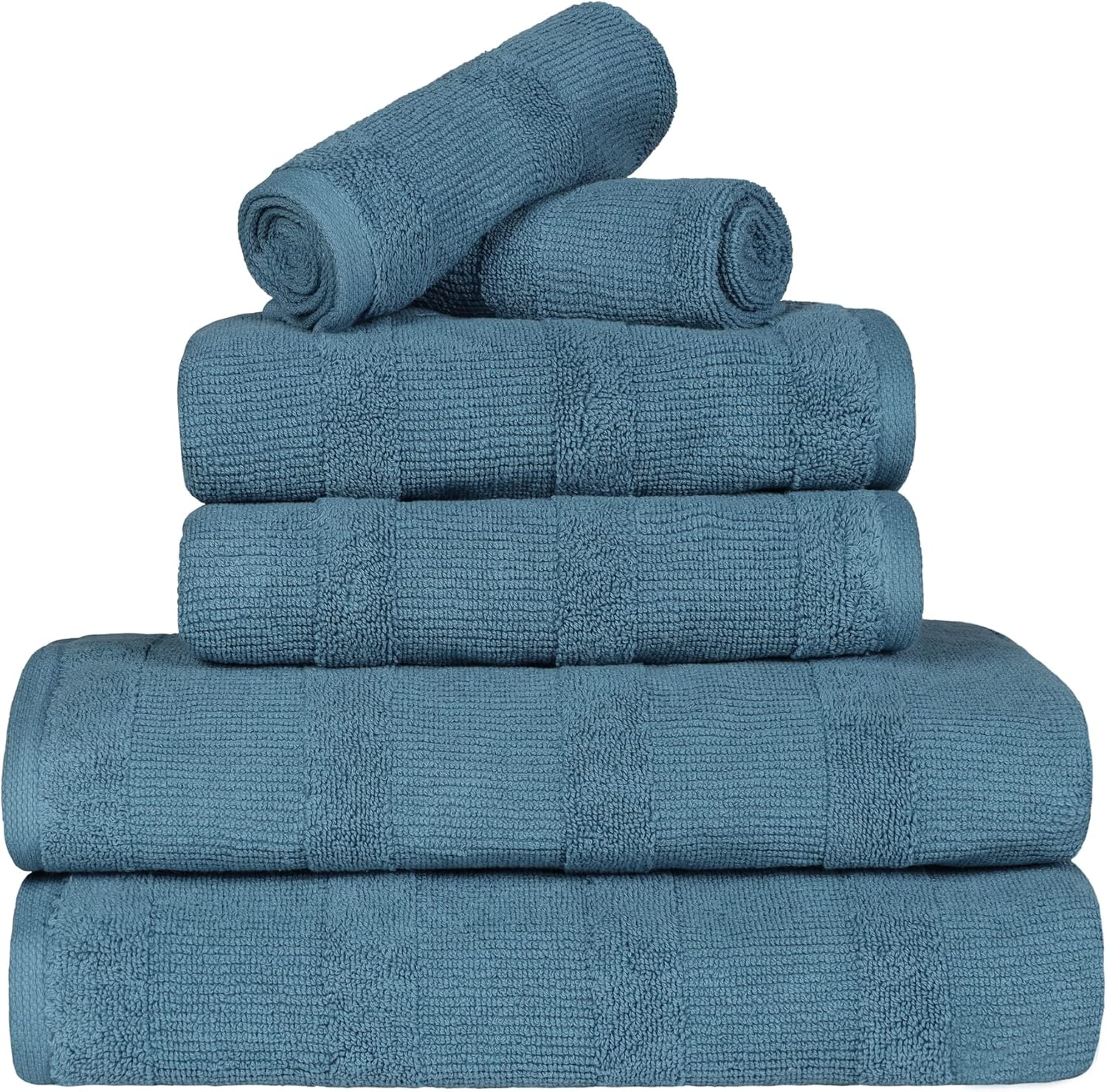 Superior Roma Cotton 6-Piece Towel Set Denim Blue