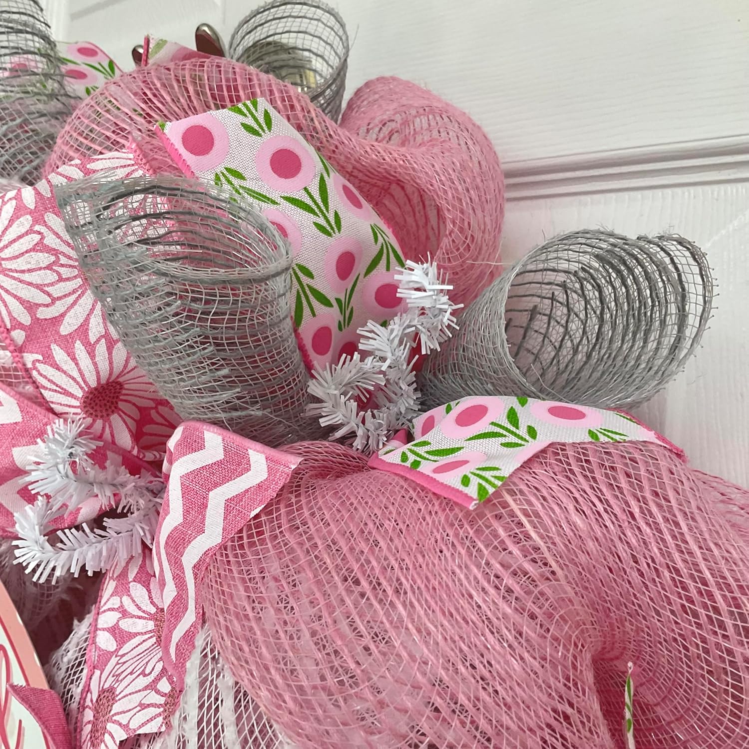 Sweet Baby Girl Handmade Mesh Wreath with Aluminum Accent