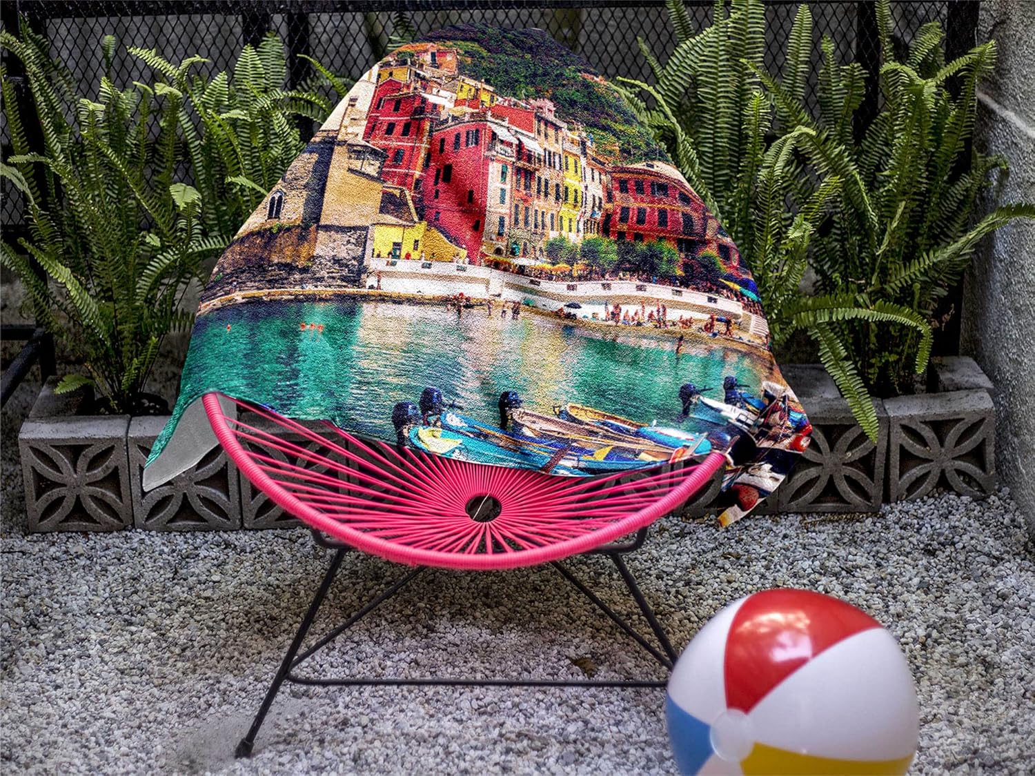 Italy Cinque Terre Design Microfiber Beach Towel - 30x62 Inch