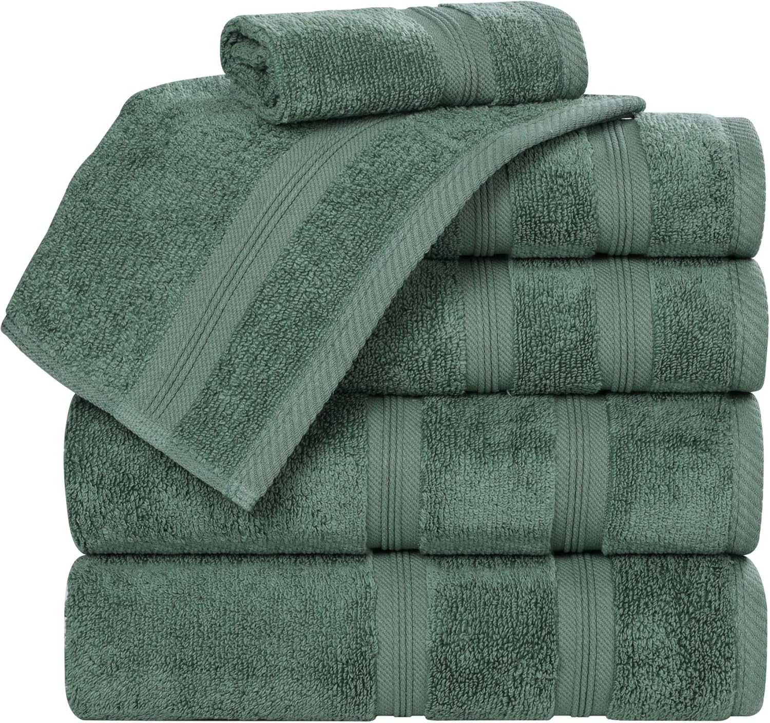 Superior 6-Piece Cotton Towel Set Forest Green 1