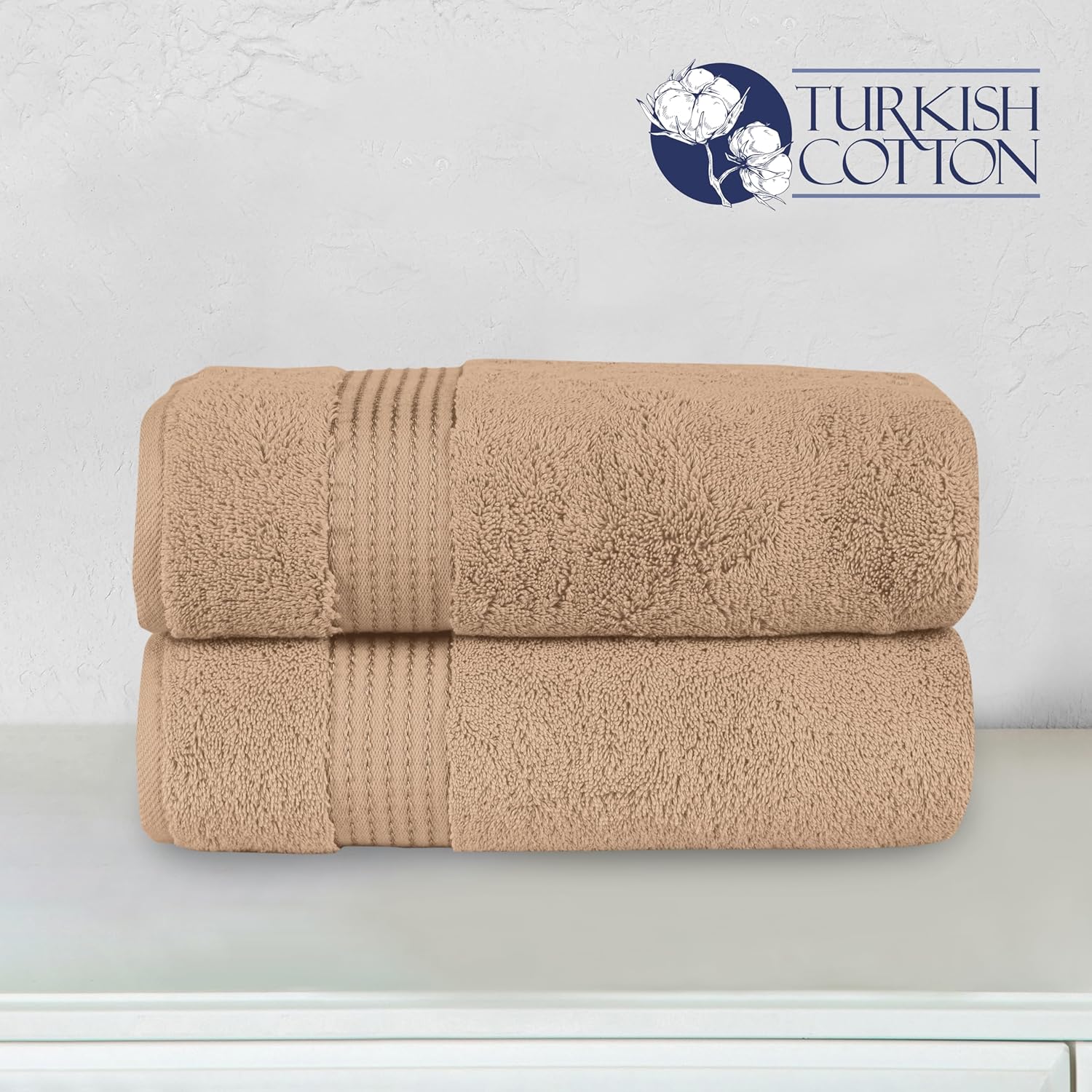 Elegant Comfort Premium Turkish Cotton 2 Pack Bath Towel Set - Taupe 1