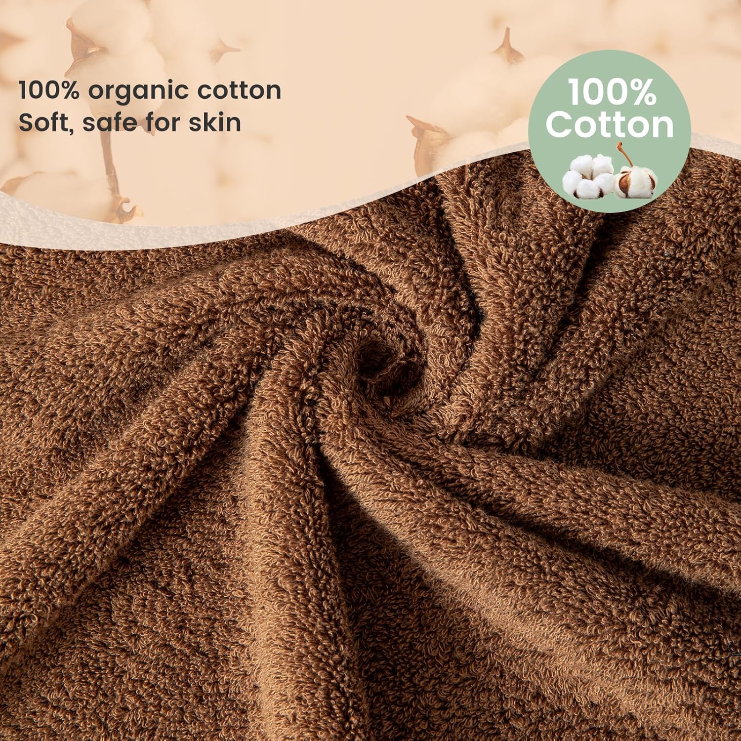 SEMAXE 6-Piece Towel Set Cafe Brown 600GSM 100 Cotton