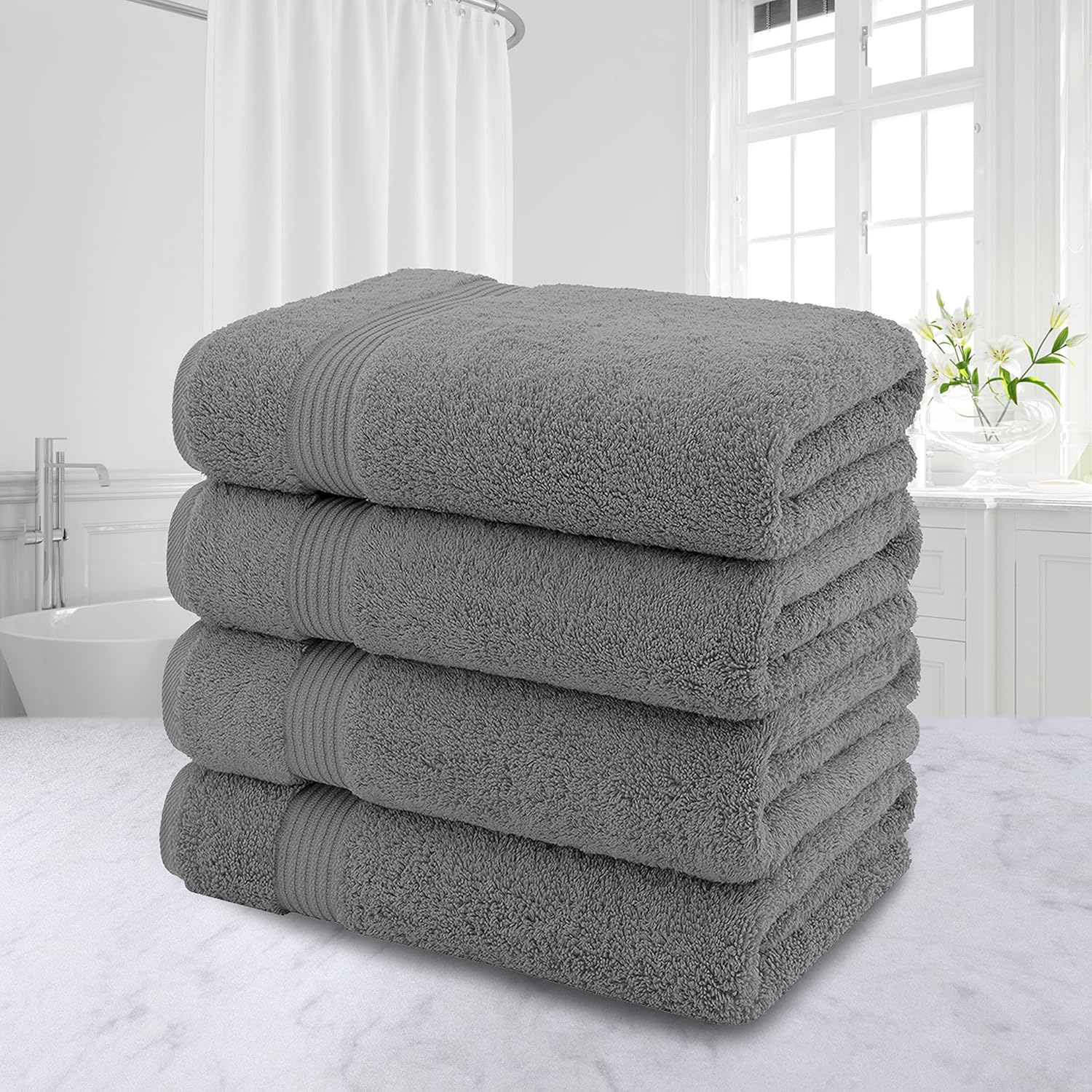 American Veteran 4 Pack Turkish Bath Towels Dark Gray 1