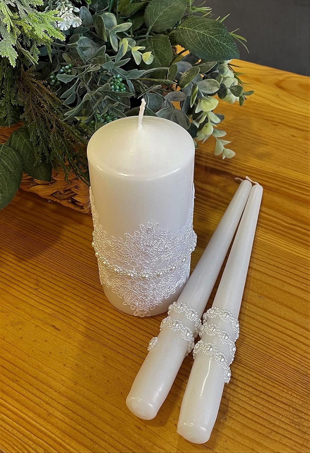 Magik Life Unity Candle Set - 6 Pillar 2 Taper Candles - White